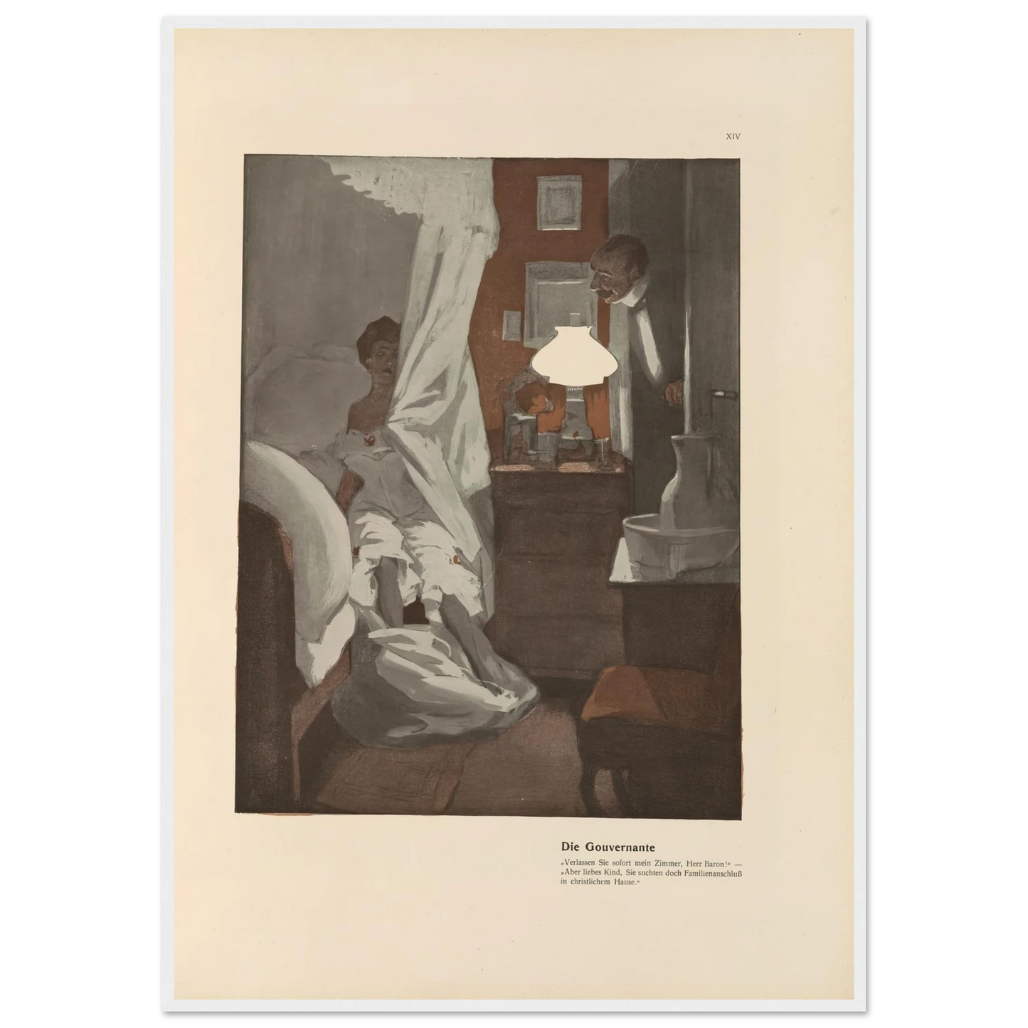 Die Gouvernante (1908) Art Print | Ferdinand Freiherr von Reznicek - Framed Poster - 30x40 cm / 12x16″ - Black frame