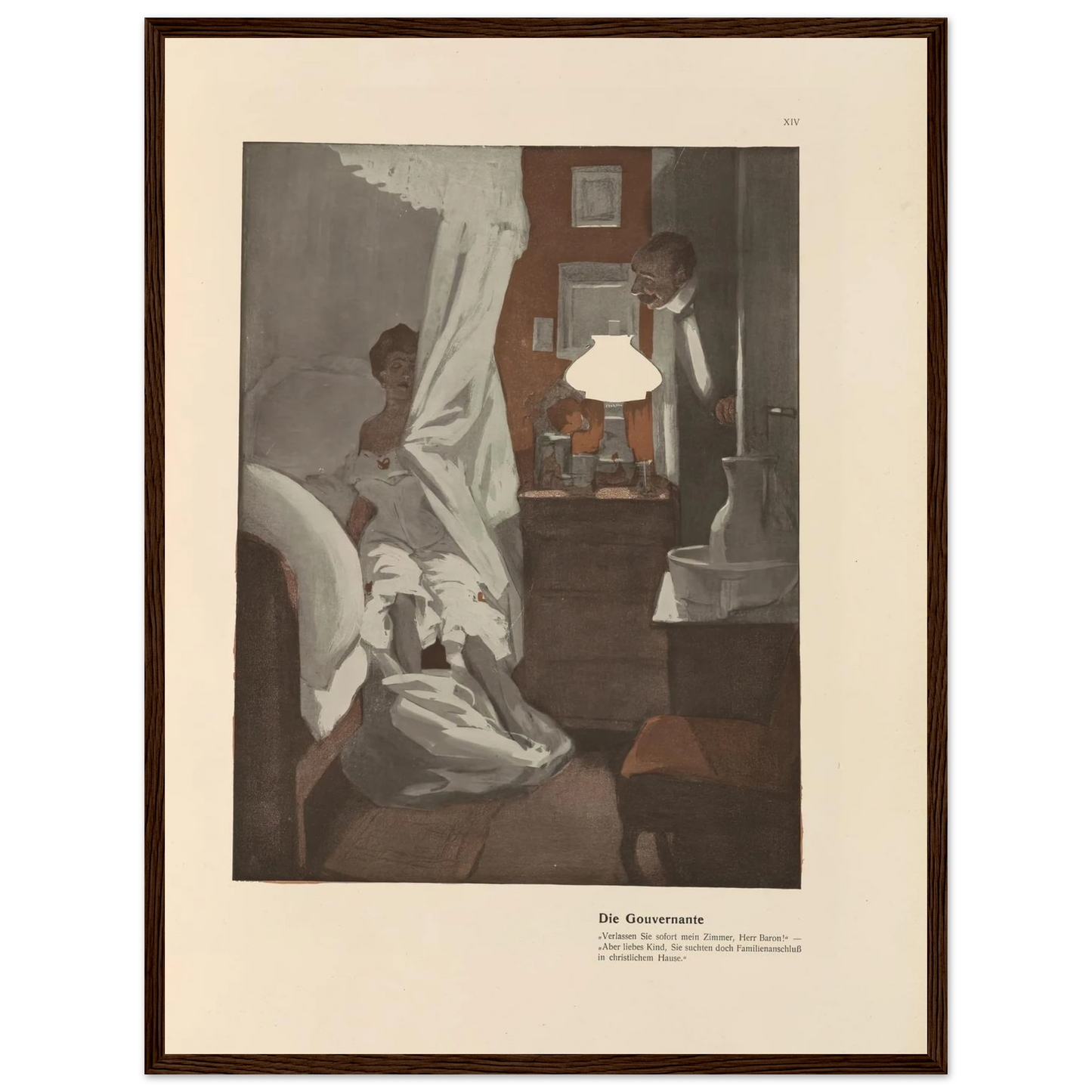 Die Gouvernante (1908) Art Print | Ferdinand Freiherr von Reznicek - Framed Poster - 30x40 cm / 12x16″ - Black frame