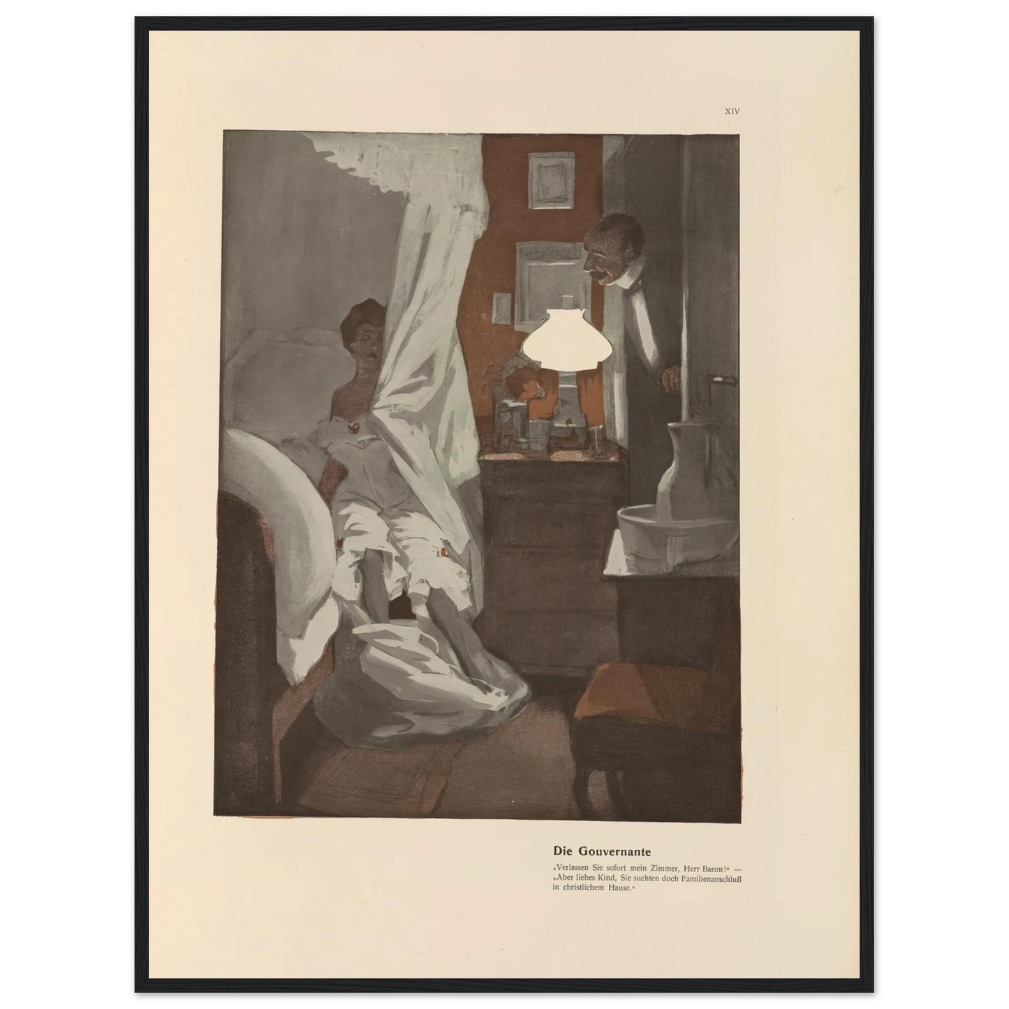 Die Gouvernante (1908) Art Print | Ferdinand Freiherr von Reznicek - Framed Poster - 30x40 cm / 12x16″ - Black frame