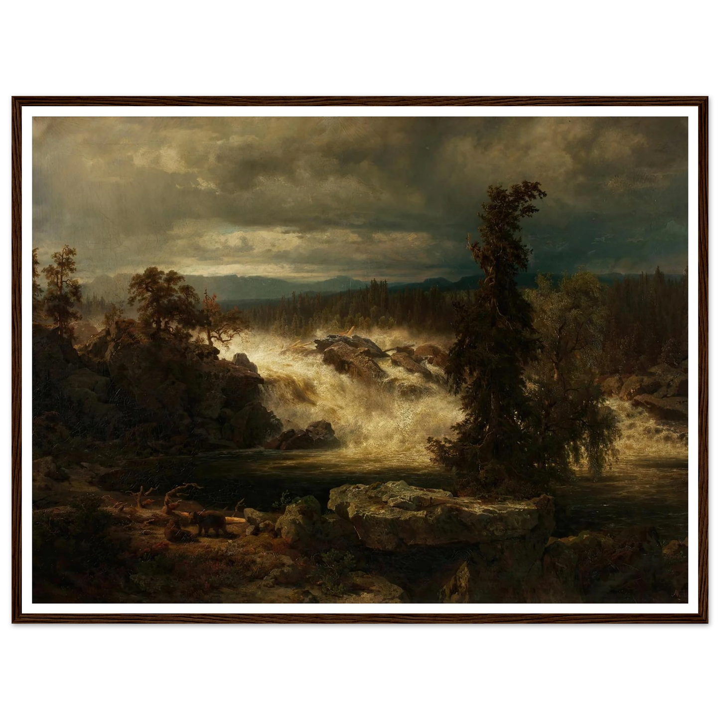 Die Labrofälle bei Kongsberg in Norwegen (1859) Art Print | August Wilhelm Leu - Framed Poster - 30x40 cm / 12x16″ - Black frame