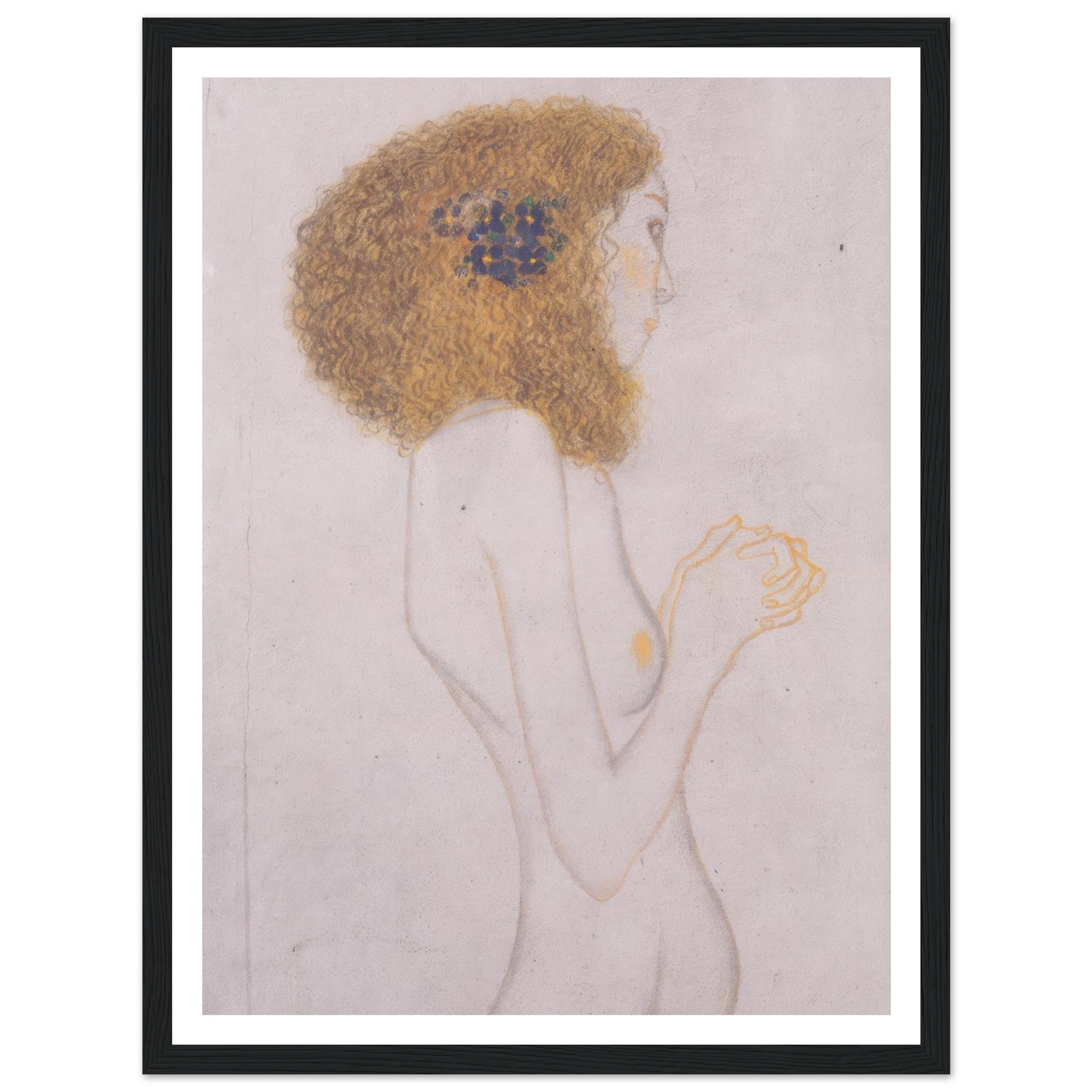Die Leiden der schwachen Menschen (1902) Art Print | Gustav Klimt - Framed Poster - 30x40 cm / 12x16″ - Black frame