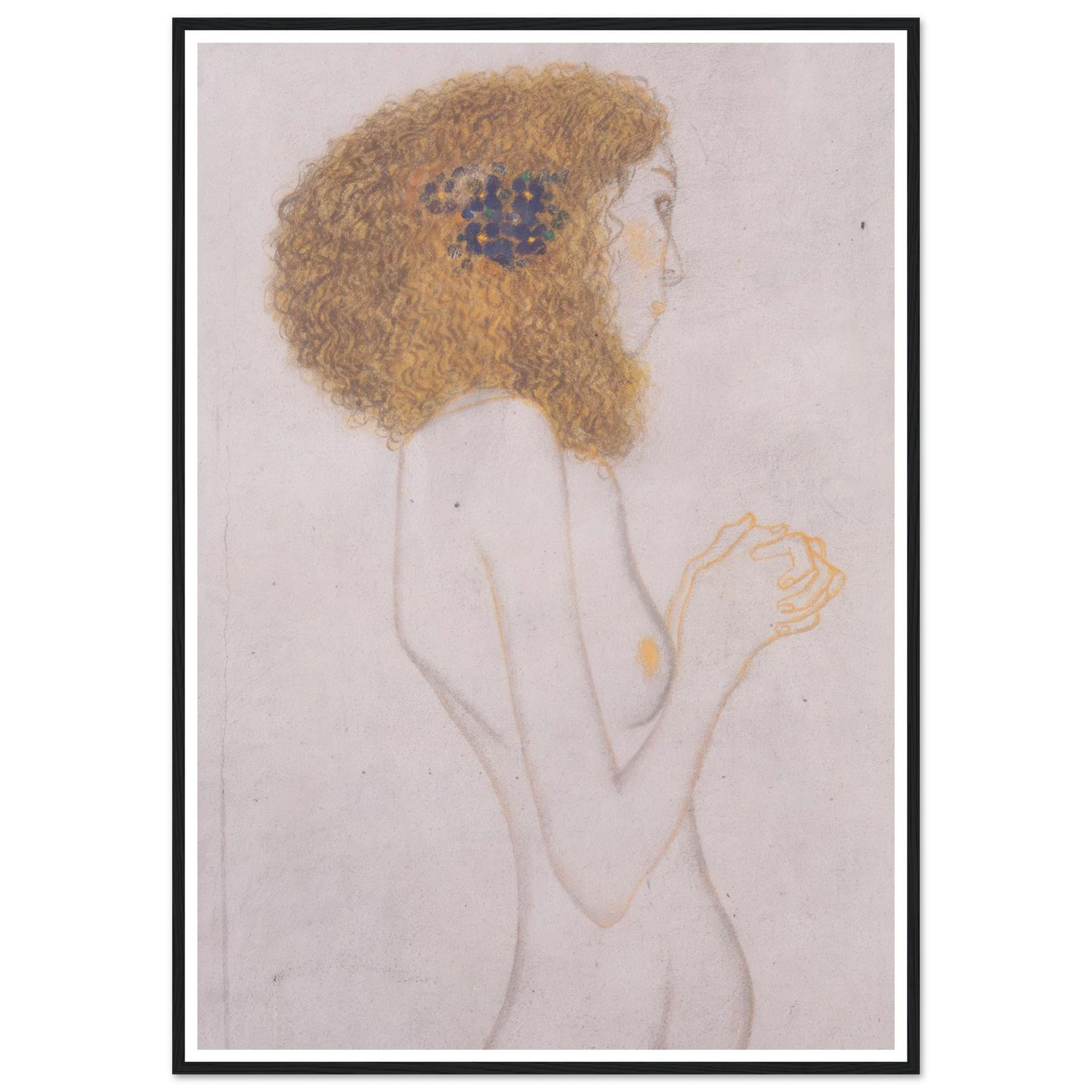 Die Leiden der schwachen Menschen (1902) Art Print | Gustav Klimt - Framed Poster - 30x40 cm / 12x16″ - Black frame