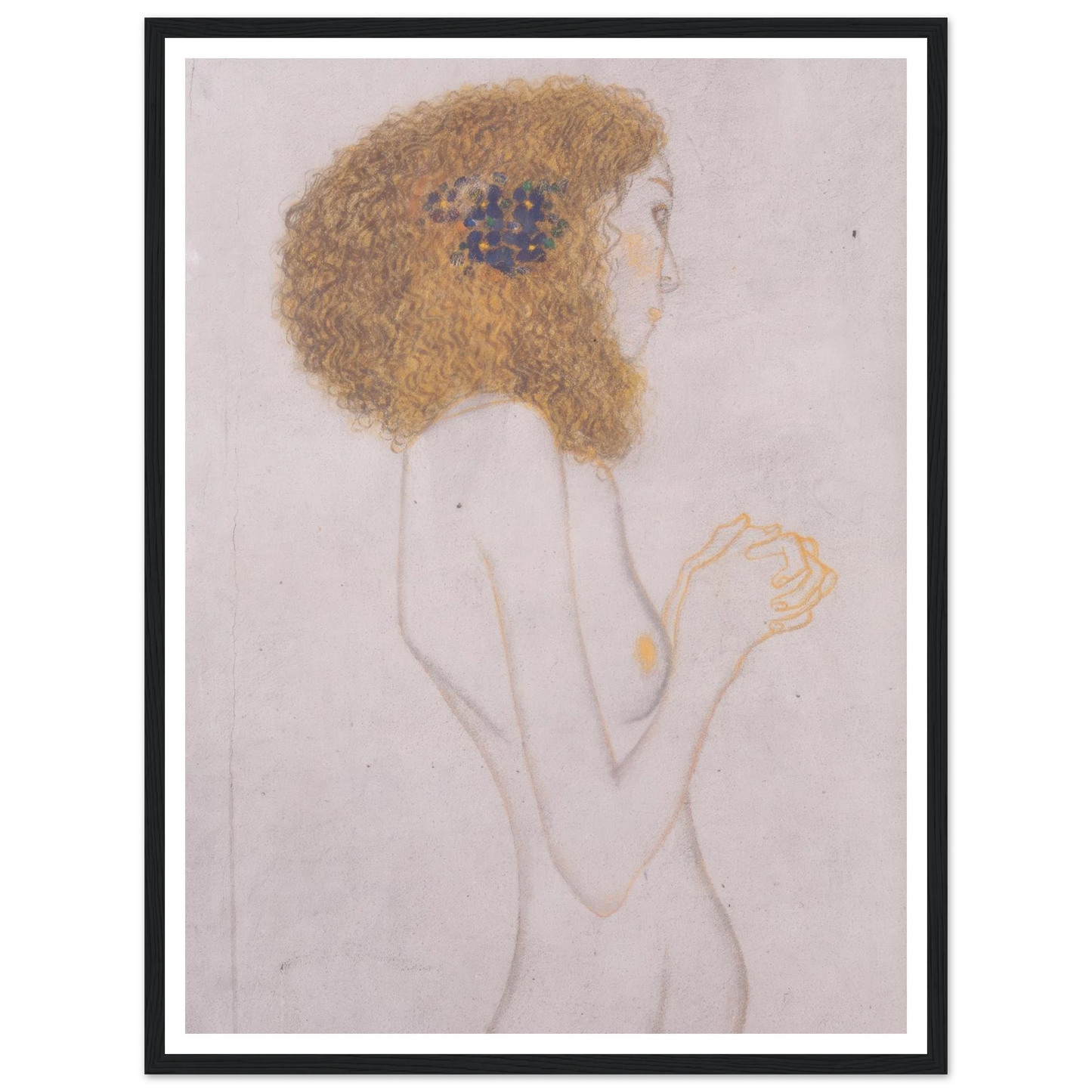 Die Leiden der schwachen Menschen (1902) Art Print | Gustav Klimt - Framed Poster - 30x40 cm / 12x16″ - Black frame