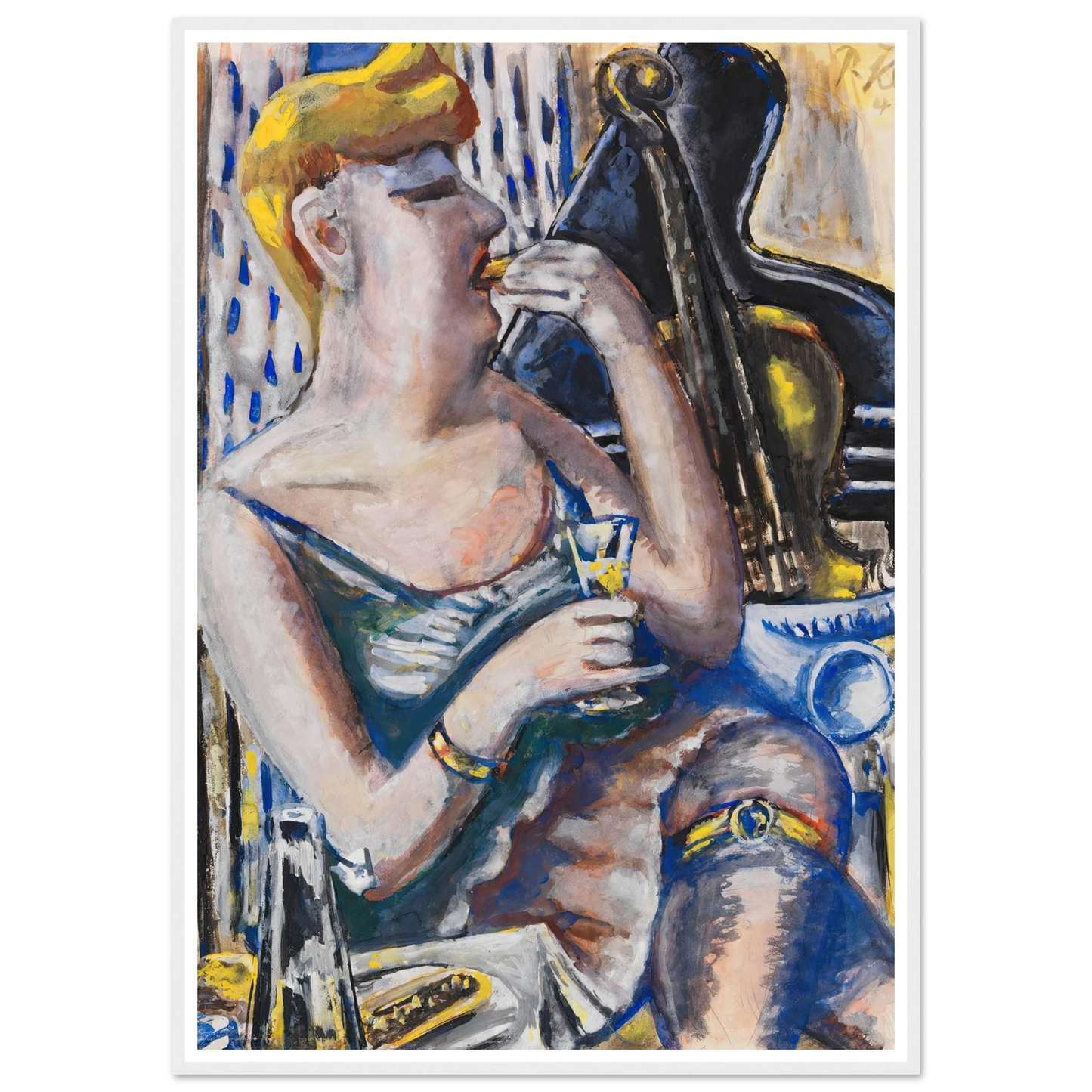 Die Musikantin in der Pause (Essende, Damenkapelle) (1944) Art Print | Paul Kleinschmidt - Framed Poster - 30x40 cm / 12x16″ - Black frame