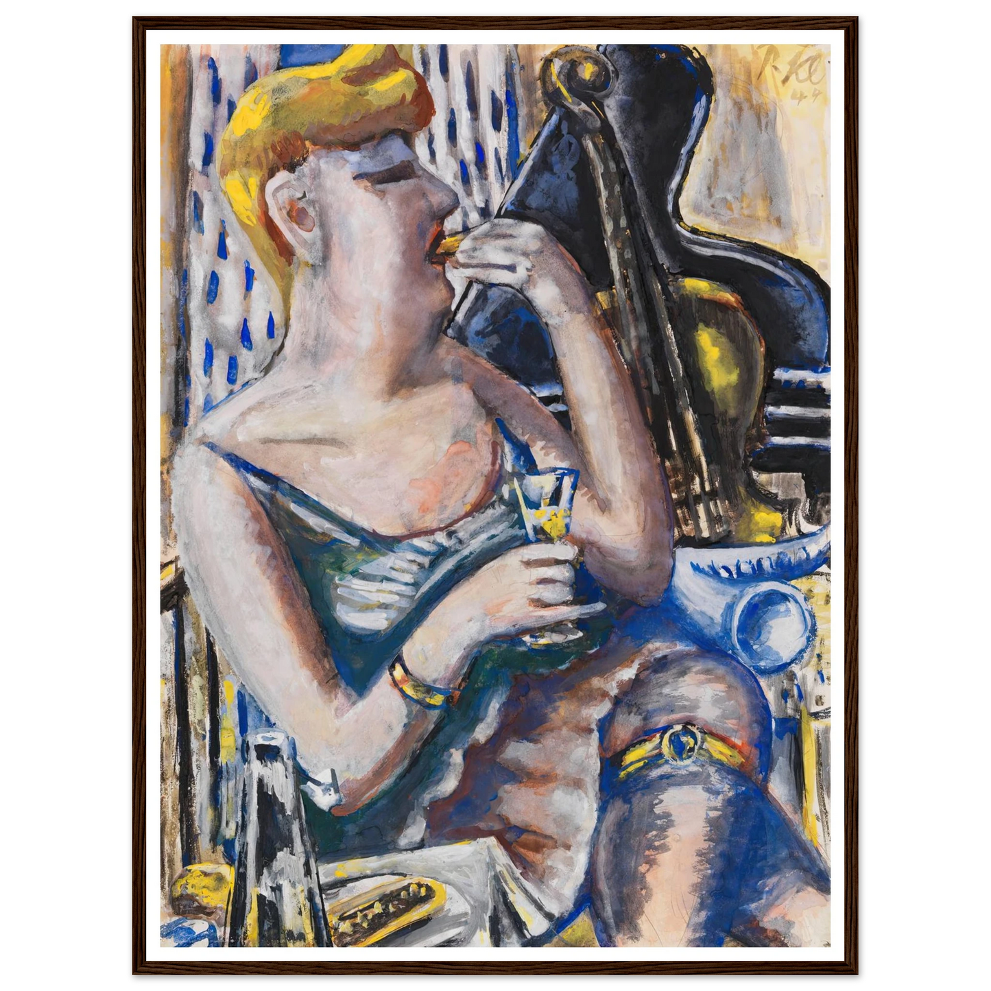 Die Musikantin in der Pause (Essende, Damenkapelle) (1944) Art Print | Paul Kleinschmidt - Framed Poster - 30x40 cm / 12x16″ - Black frame