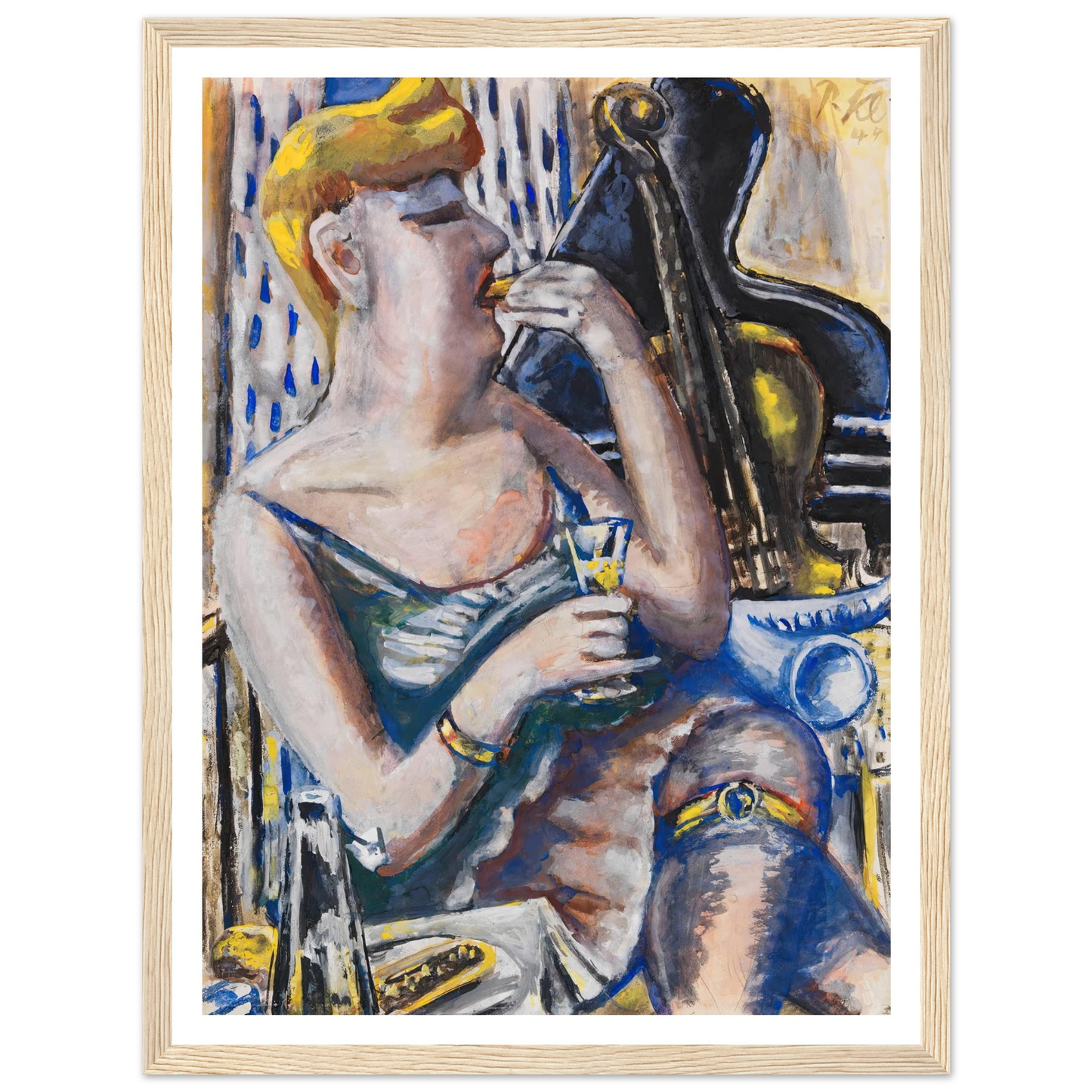 Die Musikantin in der Pause (Essende, Damenkapelle) (1944) Art Print | Paul Kleinschmidt - Framed Poster - 30x40 cm / 12x16″ - Black frame