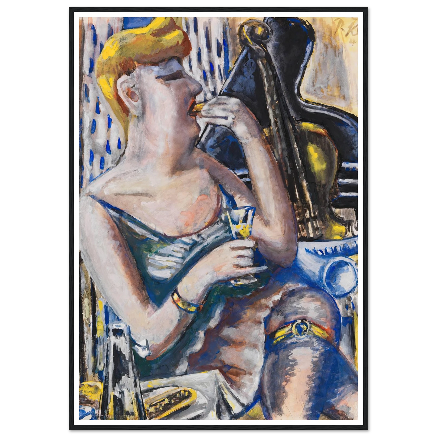 Die Musikantin in der Pause (Essende, Damenkapelle) (1944) Art Print | Paul Kleinschmidt - Framed Poster - 30x40 cm / 12x16″ - Black frame