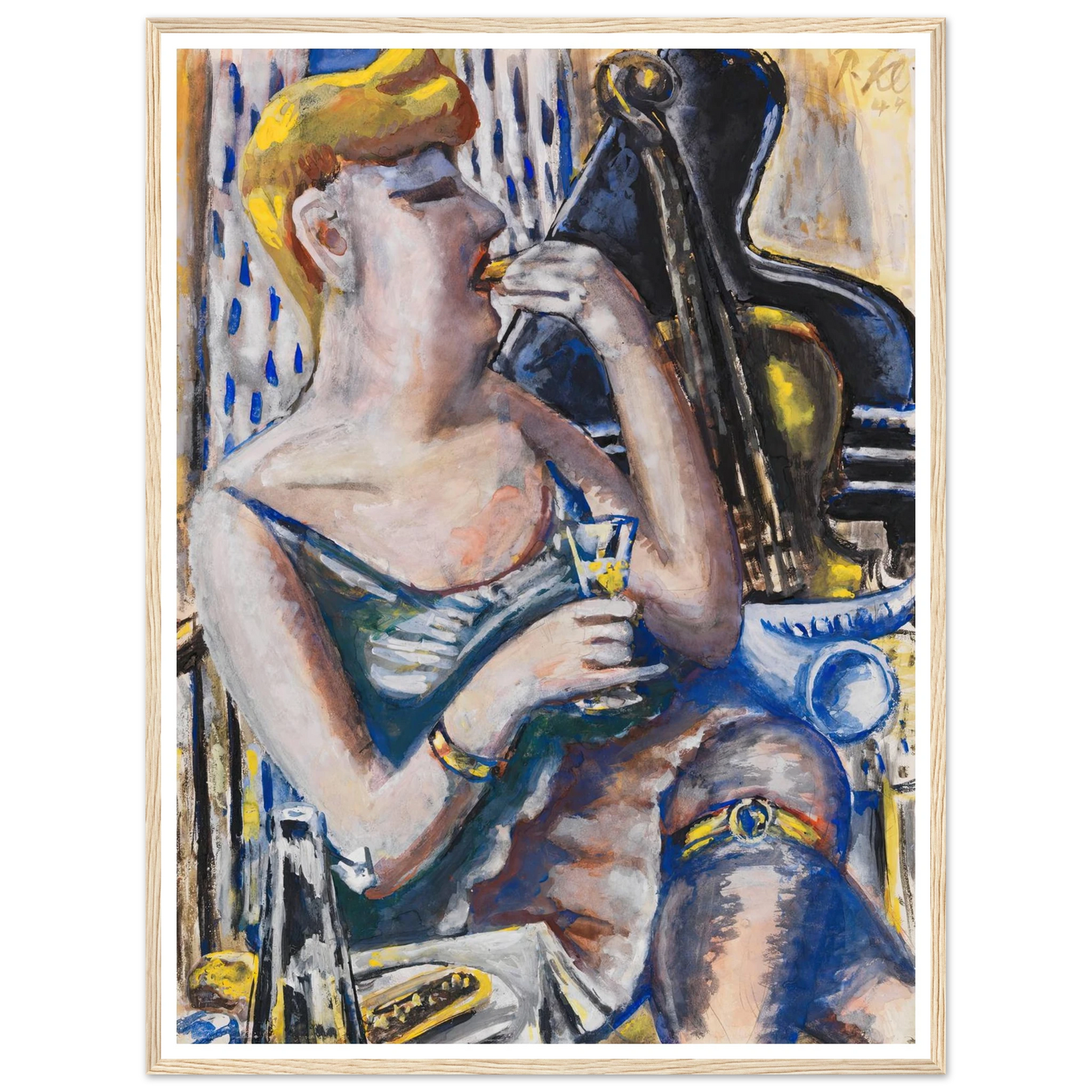 Die Musikantin in der Pause (Essende, Damenkapelle) (1944) Art Print | Paul Kleinschmidt - Framed Poster - 30x40 cm / 12x16″ - Black frame