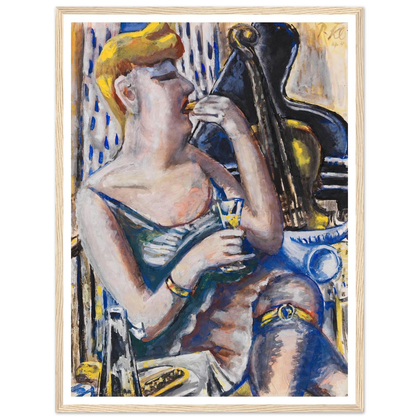 Die Musikantin in der Pause (Essende, Damenkapelle) (1944) Art Print | Paul Kleinschmidt - Framed Poster - 30x40 cm / 12x16″ - Black frame