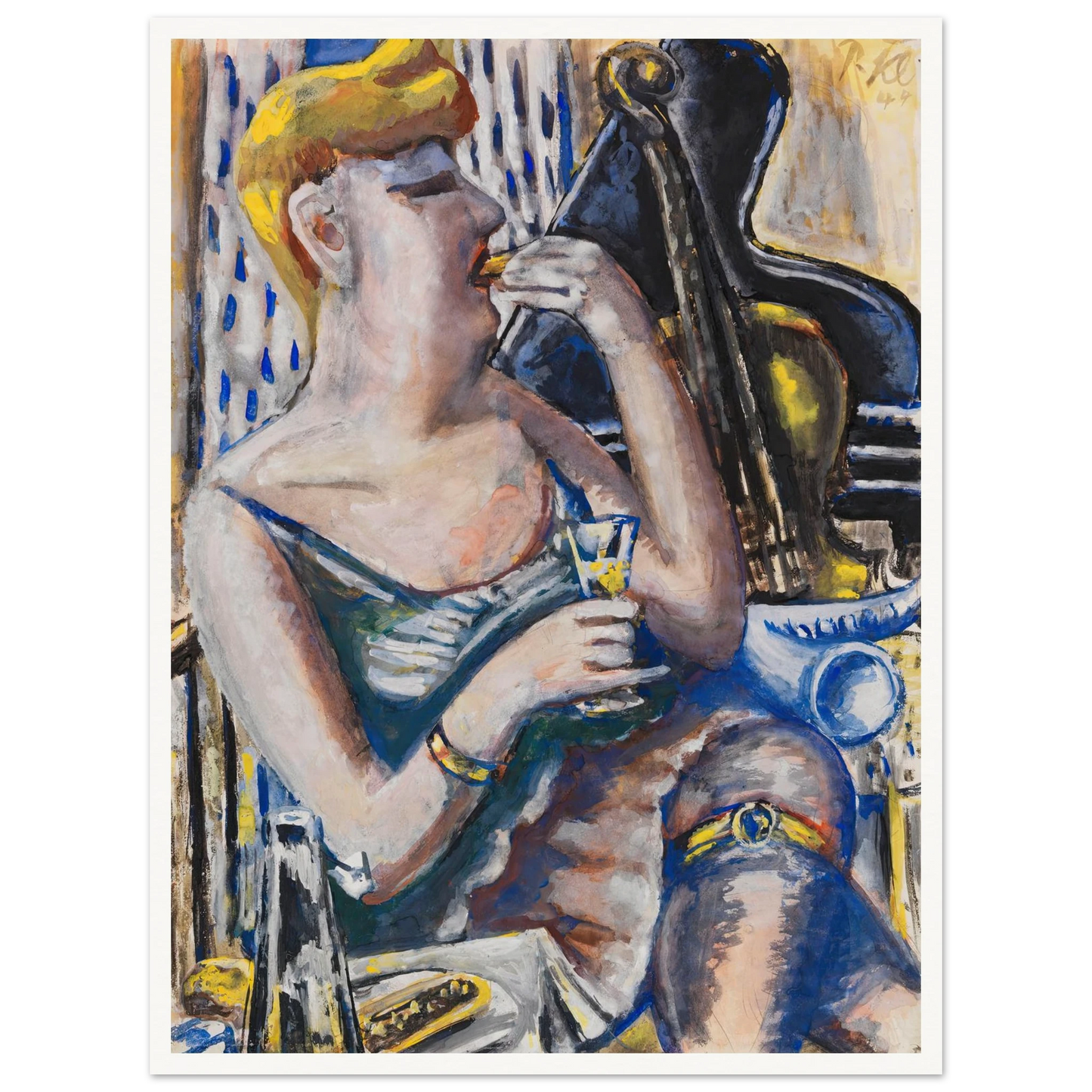 Die Musikantin in der Pause (Essende, Damenkapelle) (1944) Art Print | Paul Kleinschmidt - Framed Poster - 30x40 cm / 12x16″ - Black frame