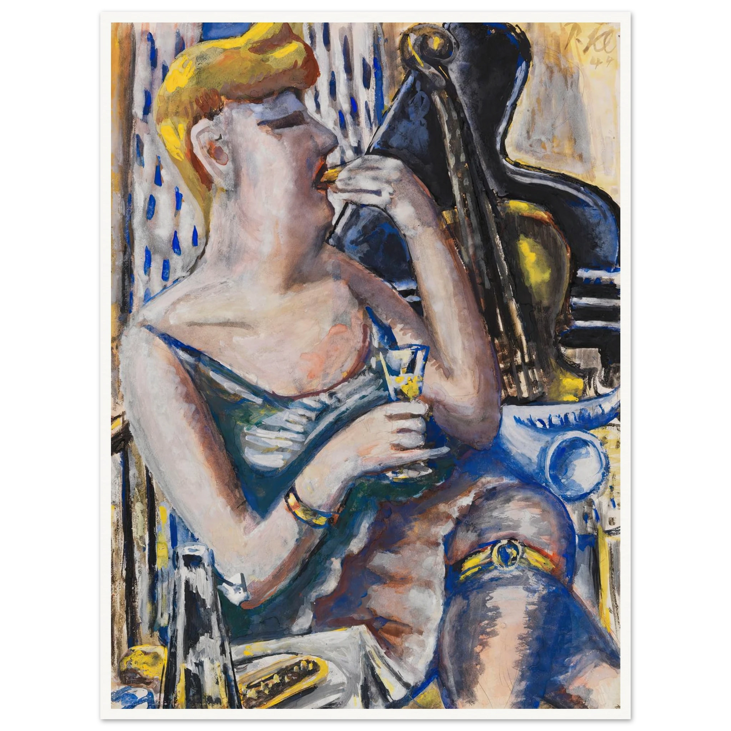 Die Musikantin in der Pause (Essende, Damenkapelle) (1944) Art Print | Paul Kleinschmidt - Framed Poster - 30x40 cm / 12x16″ - Black frame