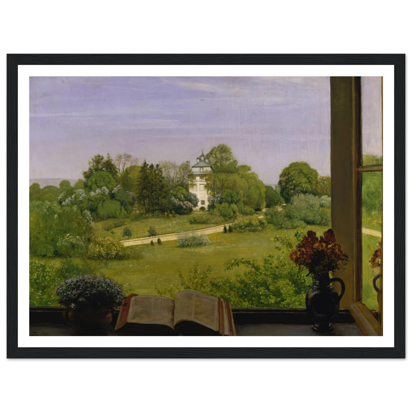 ‘Die Öd’ Blick auf den Holzhausenpark (1883) Art Print | Hans Thoma - Framed Poster - 30x40 cm / 12x16″ - Black frame