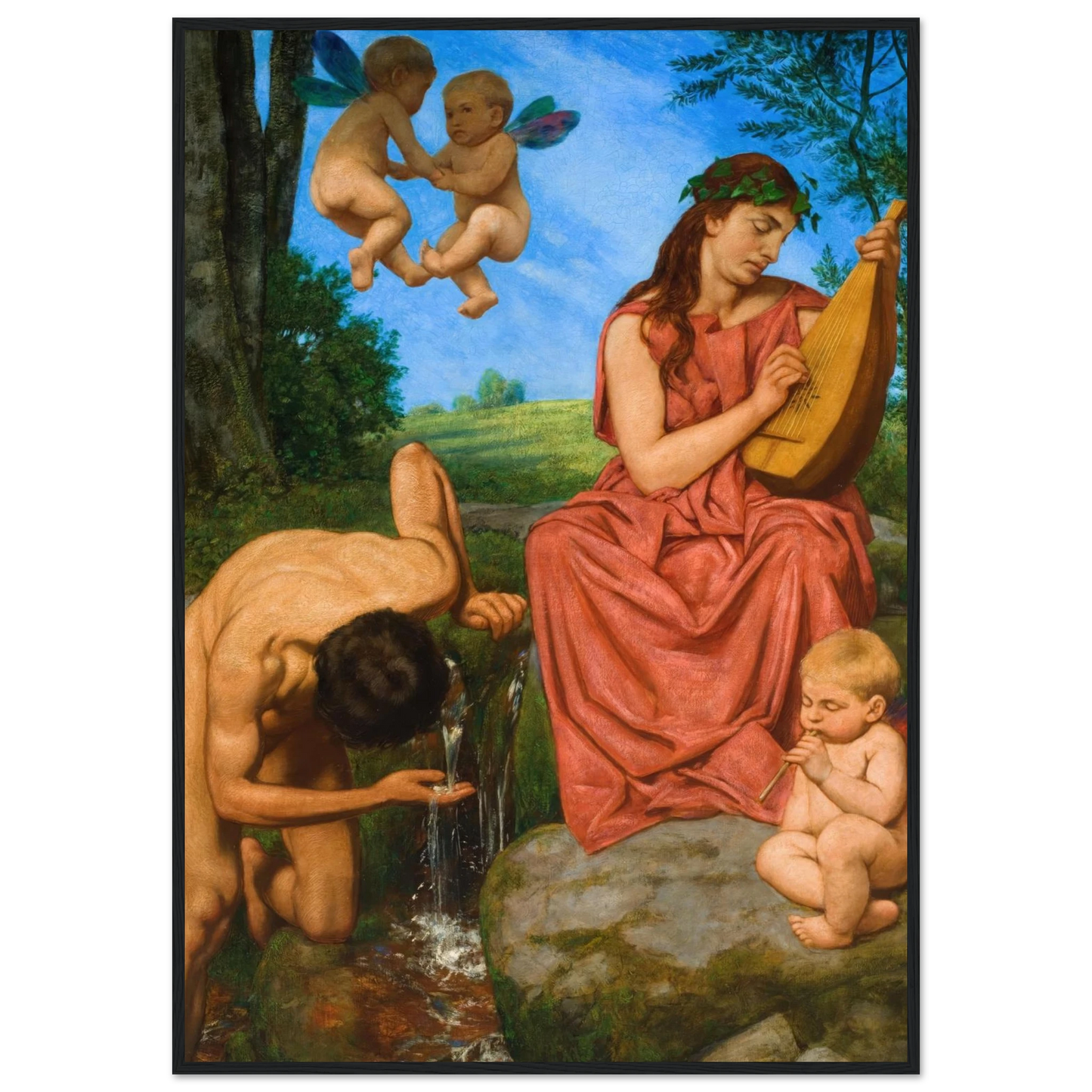 Die Quelle (The Spring) (1895) Art Print | Hans Thoma - Framed Poster - 30x40 cm / 12x16″ - Black frame