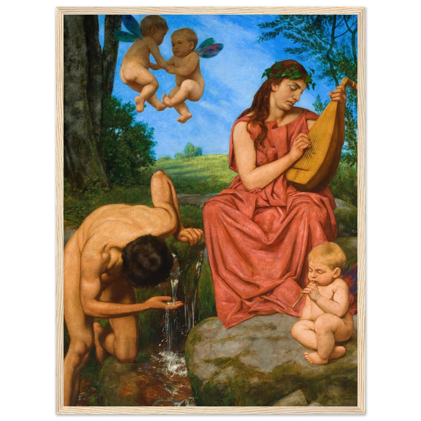 Die Quelle (The Spring) (1895) Art Print | Hans Thoma - Framed Poster - 30x40 cm / 12x16″ - Black frame