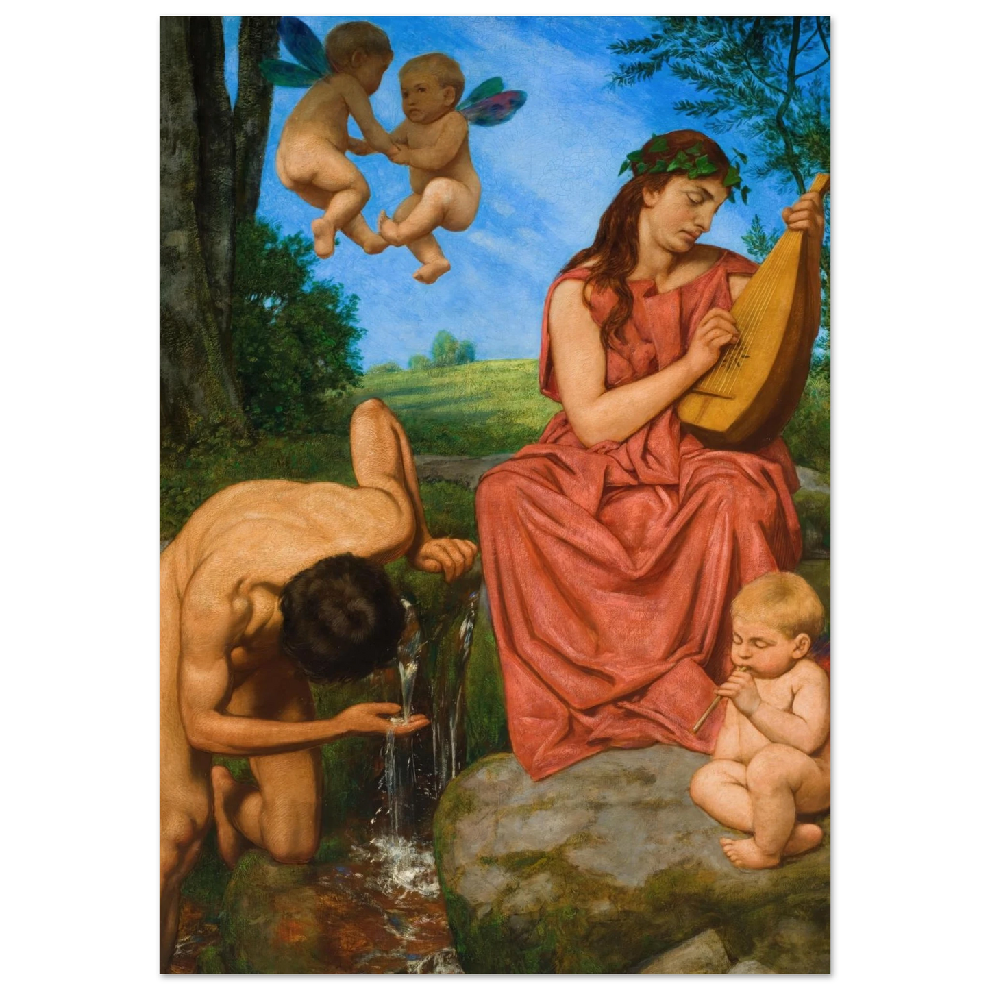 Die Quelle (The Spring) (1895) Art Print | Hans Thoma - Framed Poster - 30x40 cm / 12x16″ - Black frame