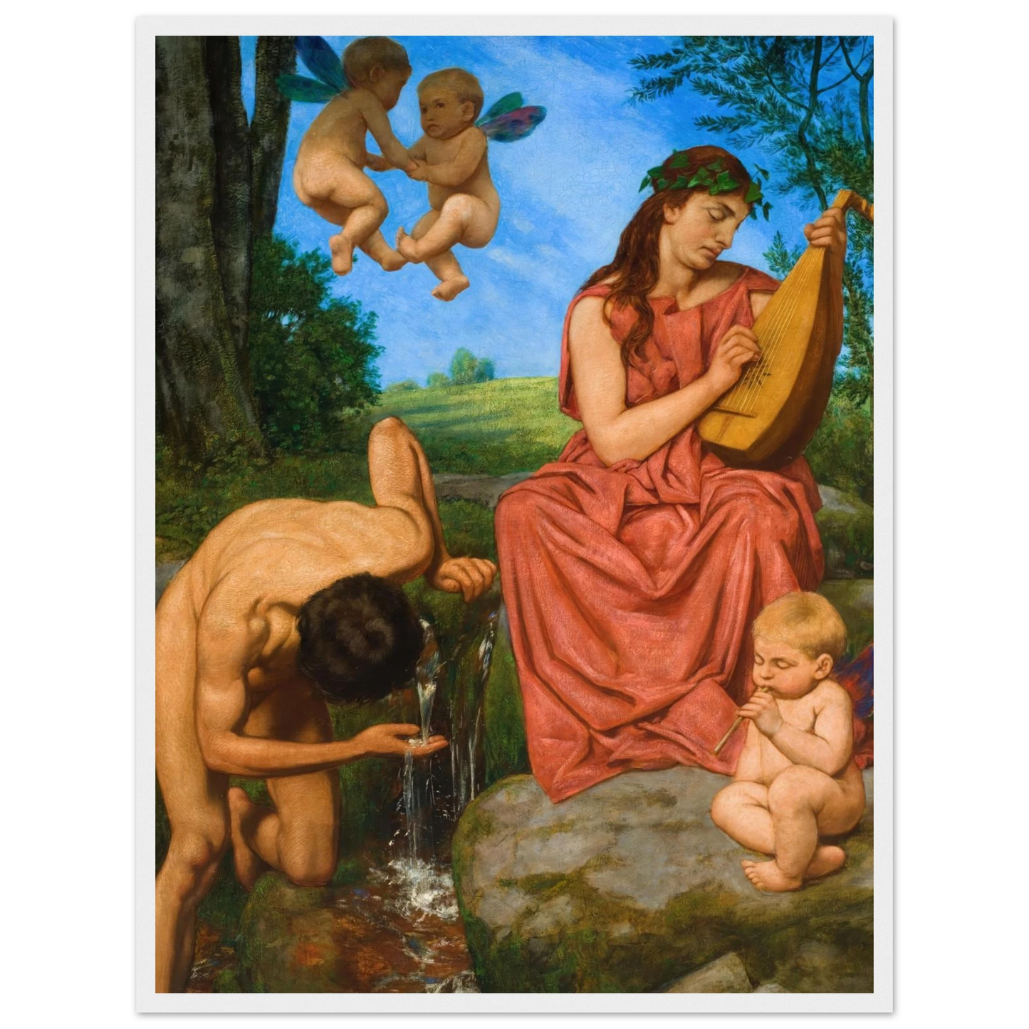 Die Quelle (The Spring) (1895) Art Print | Hans Thoma - Framed Poster - 30x40 cm / 12x16″ - Black frame