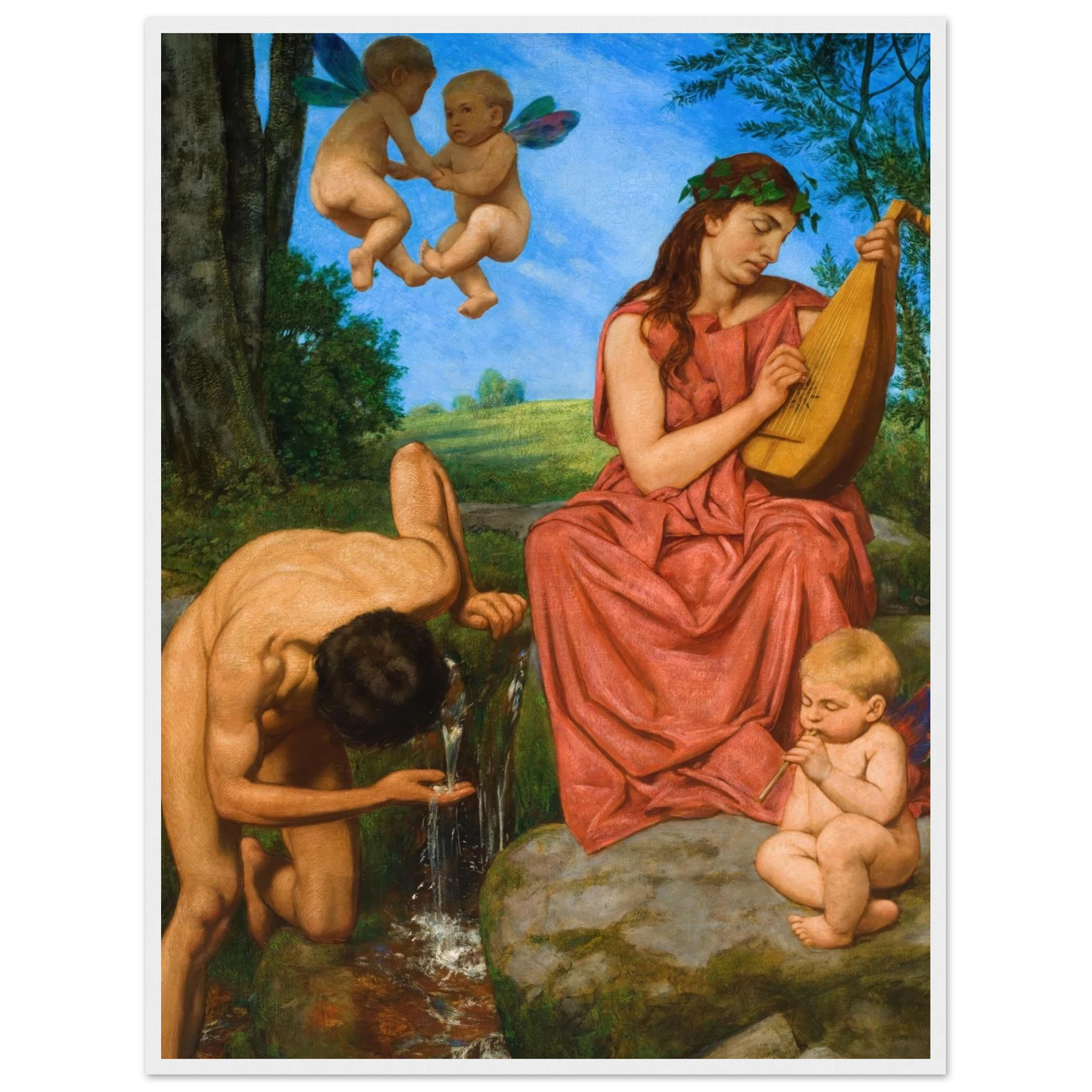 Die Quelle (The Spring) (1895) Art Print | Hans Thoma - Framed Poster - 30x40 cm / 12x16″ - Black frame