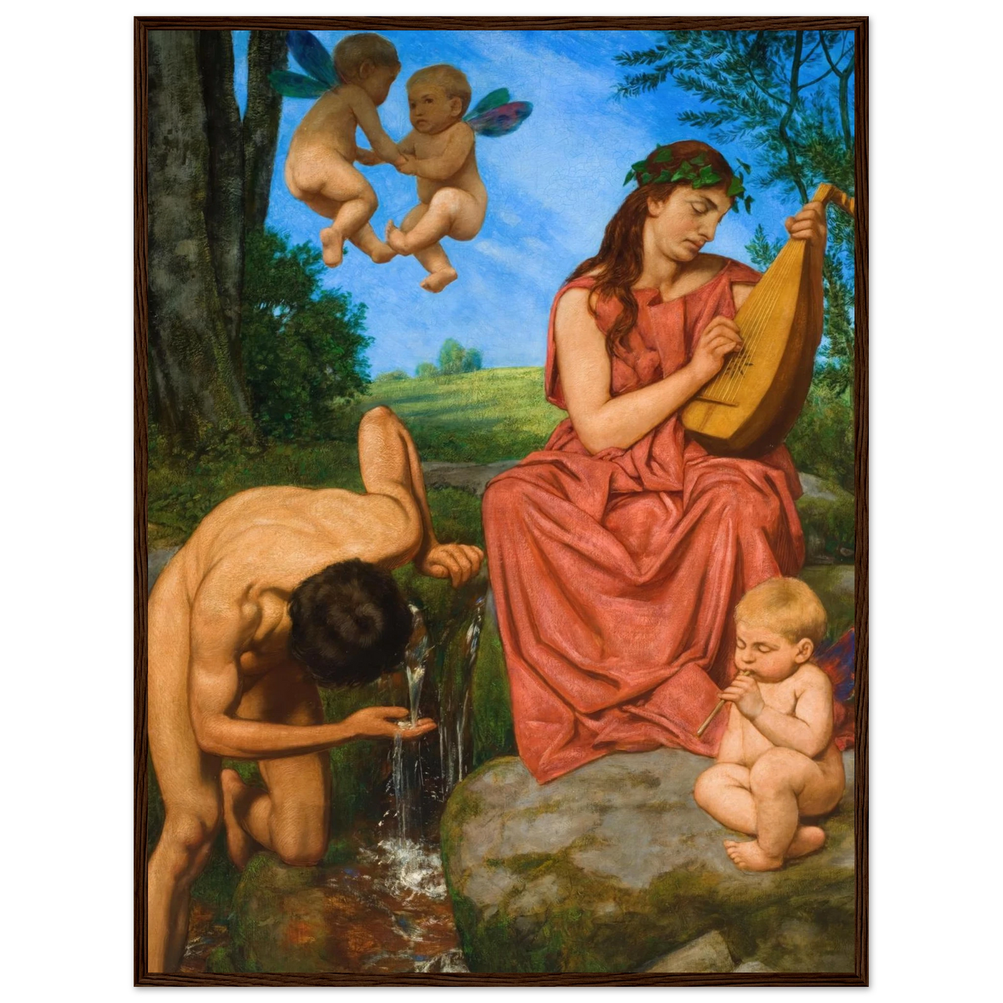 Die Quelle (The Spring) (1895) Art Print | Hans Thoma - Framed Poster - 30x40 cm / 12x16″ - Black frame