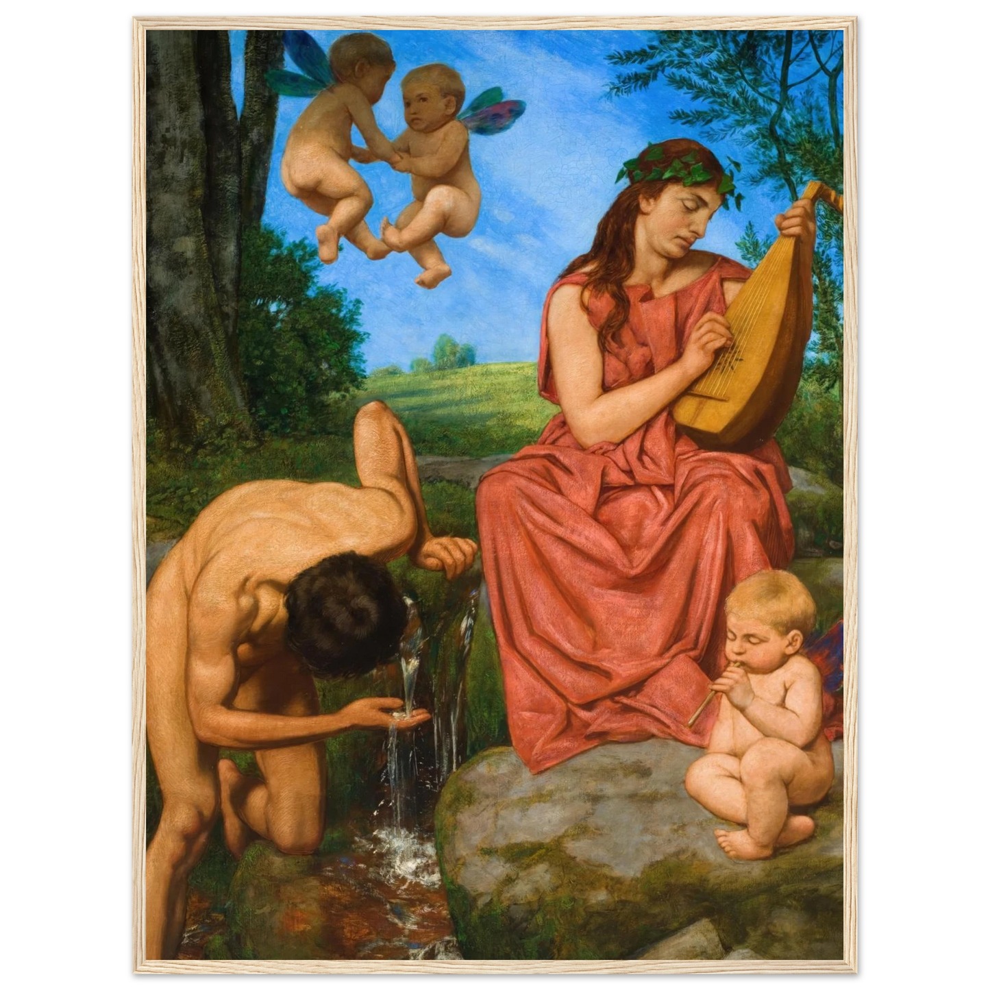 Die Quelle (The Spring) (1895) Art Print | Hans Thoma - Framed Poster - 30x40 cm / 12x16″ - Black frame