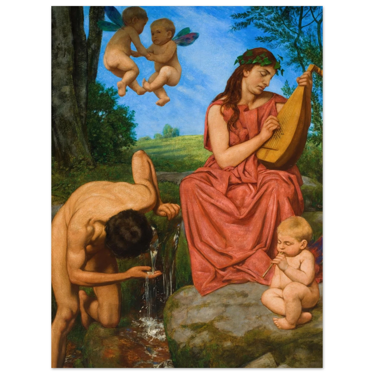 Die Quelle (The Spring) (1895) Art Print | Hans Thoma - Framed Poster - 30x40 cm / 12x16″ - Black frame