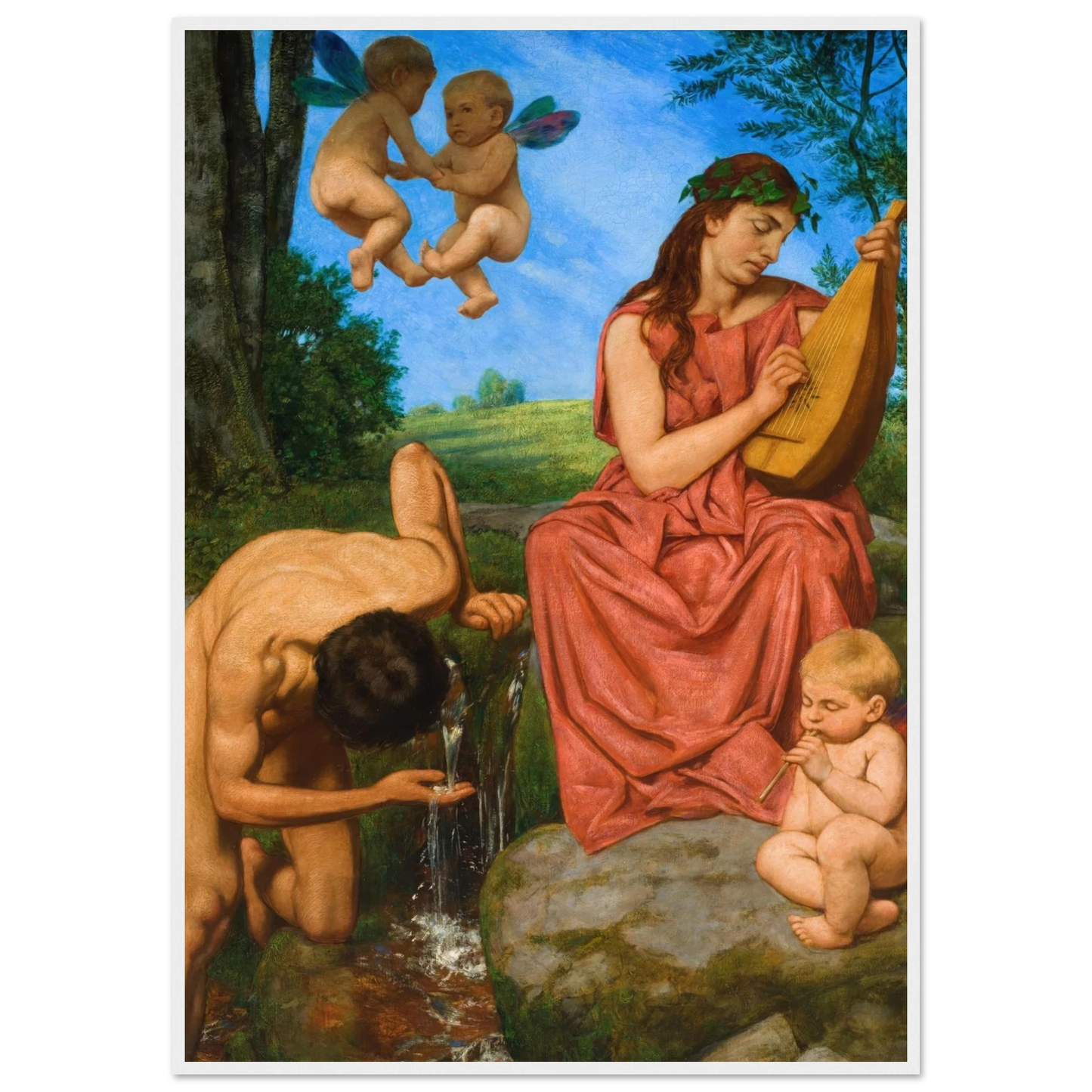 Die Quelle (The Spring) (1895) Art Print | Hans Thoma - Framed Poster - 30x40 cm / 12x16″ - Black frame