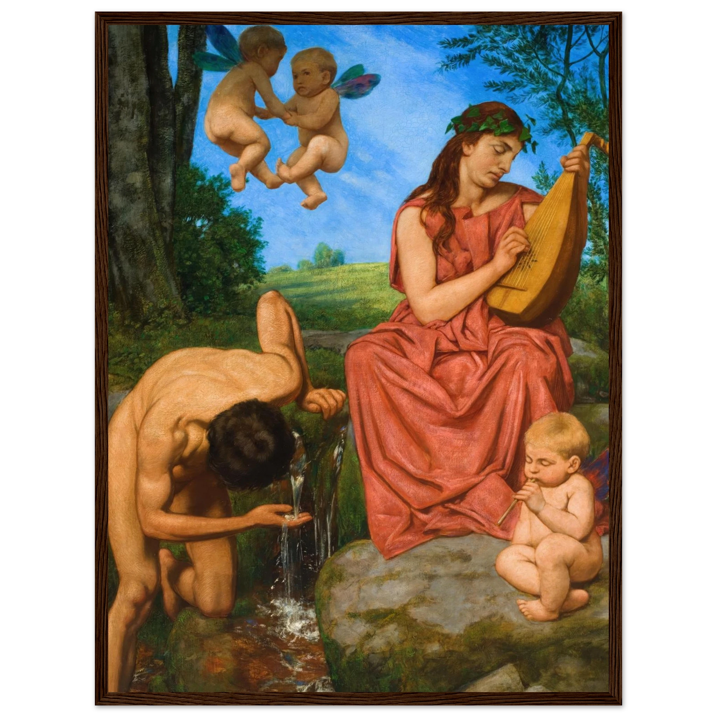 Die Quelle (The Spring) (1895) Art Print | Hans Thoma - Framed Poster - 30x40 cm / 12x16″ - Black frame