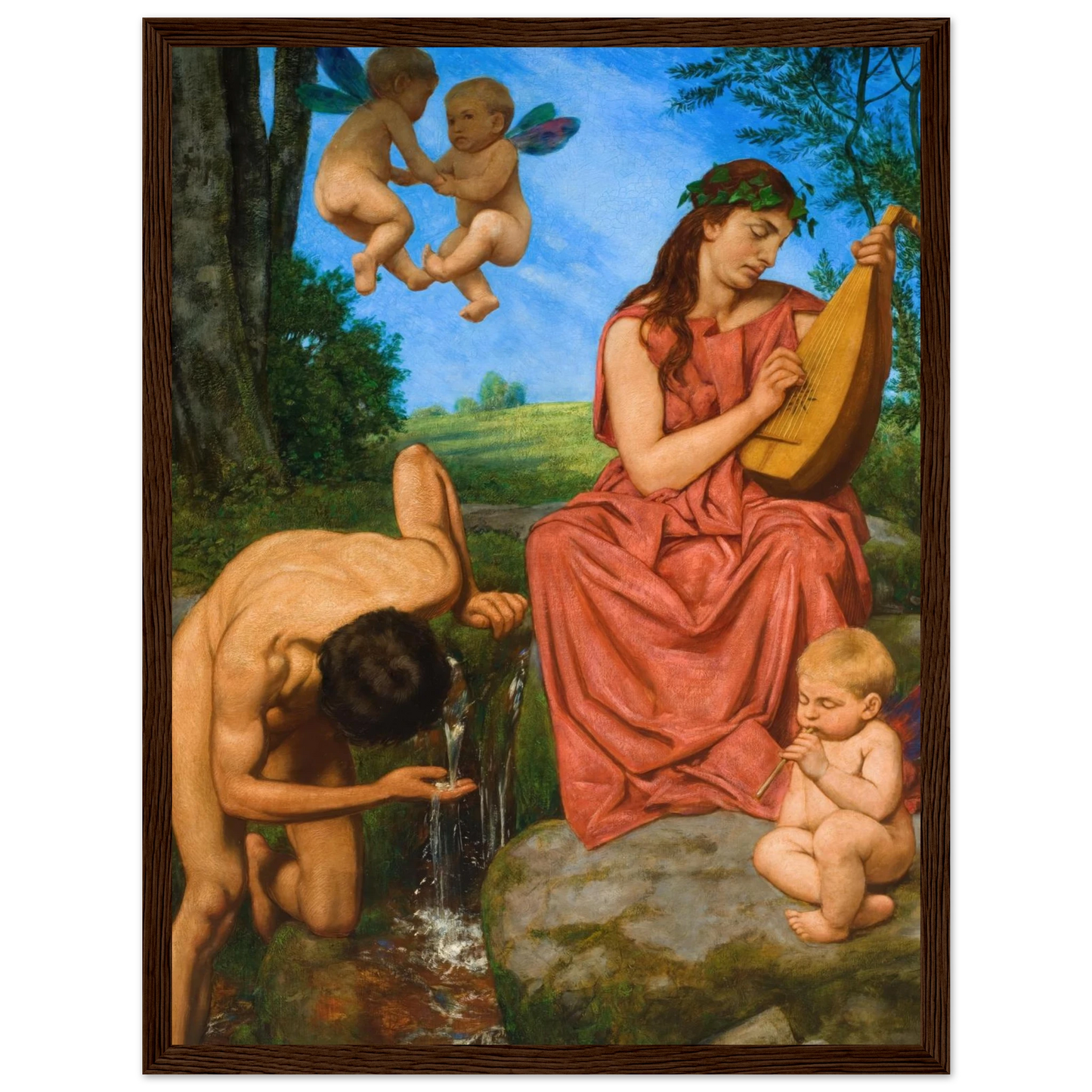 Die Quelle (The Spring) (1895) Art Print | Hans Thoma - Framed Poster - 30x40 cm / 12x16″ - Black frame