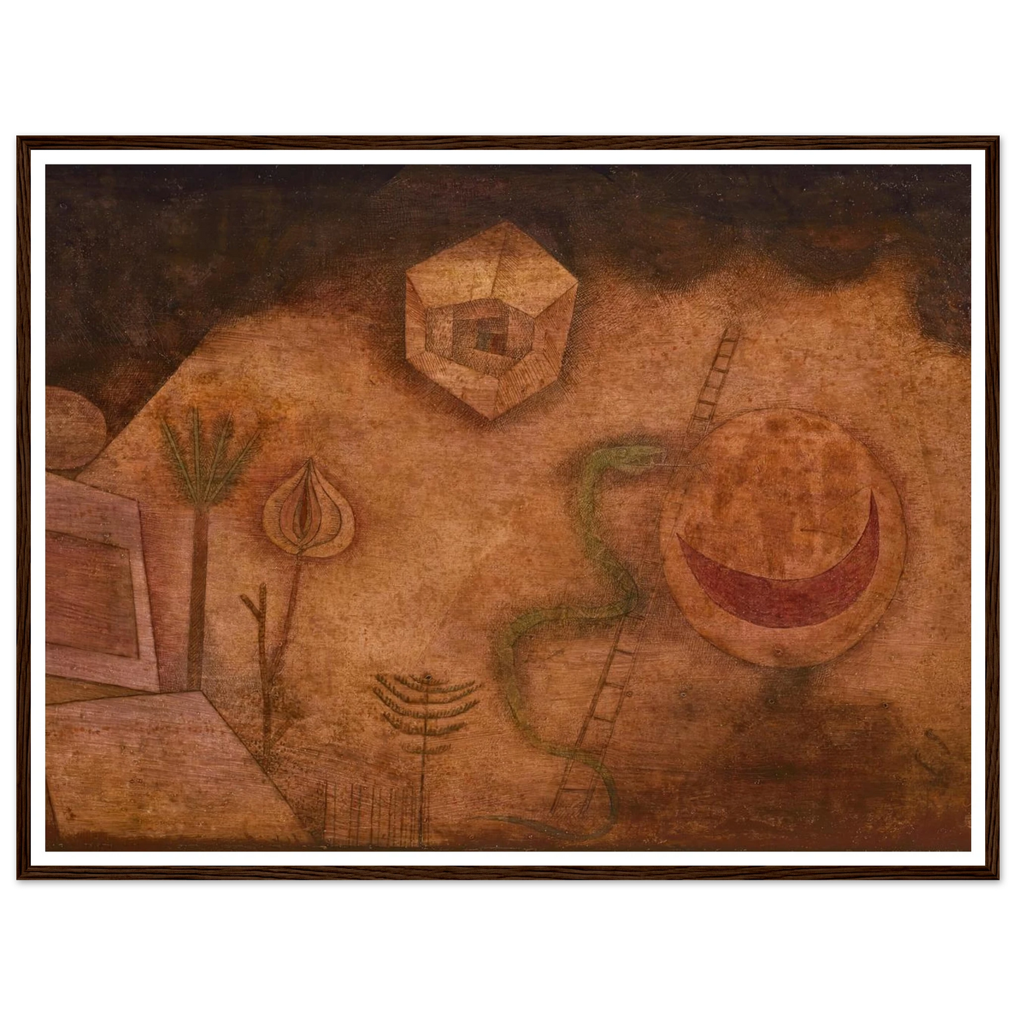 Die Schlange auf der Leiter (1929) Art Print | Paul Klee - Framed Poster - 30x40 cm / 12x16″ - Black frame