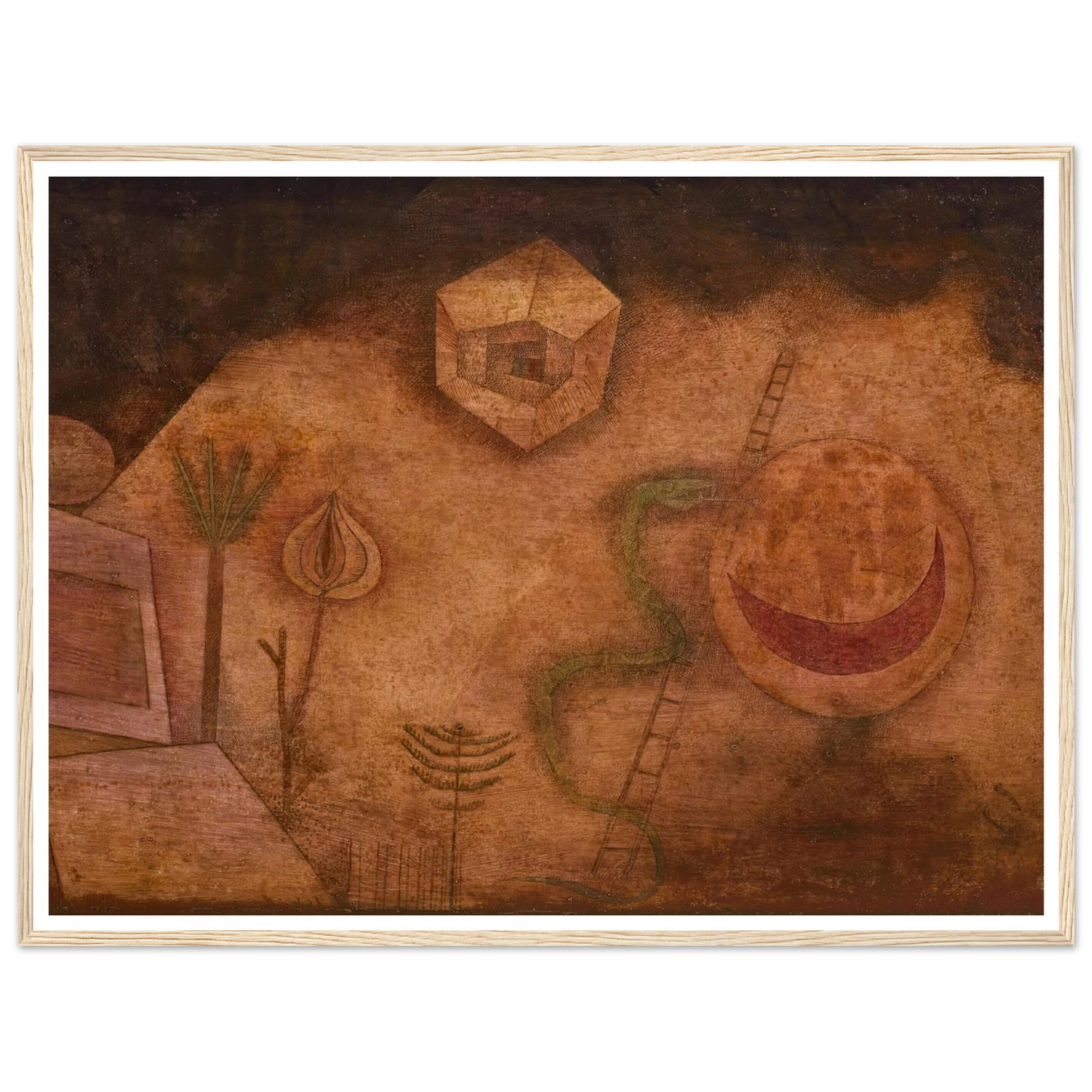 Die Schlange auf der Leiter (1929) Art Print | Paul Klee - Framed Poster - 30x40 cm / 12x16″ - Black frame