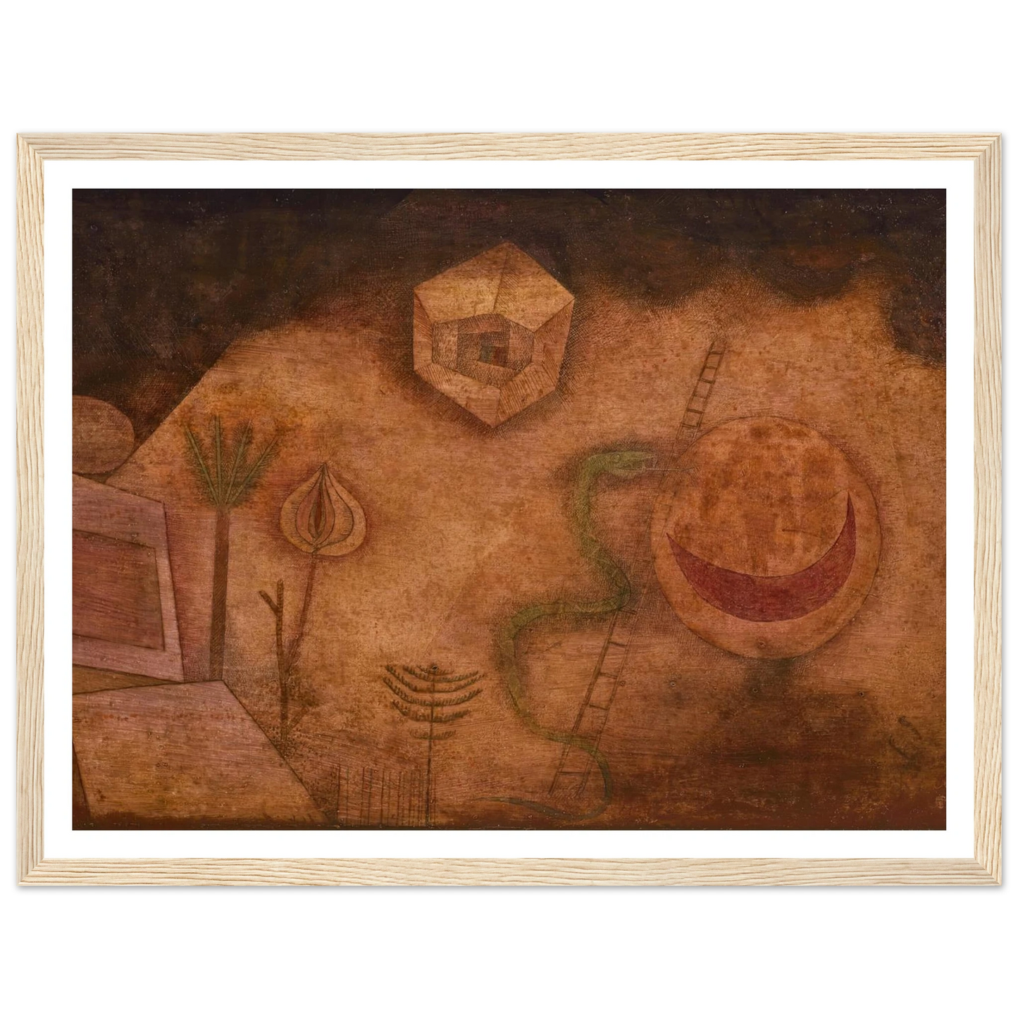 Die Schlange auf der Leiter (1929) Art Print | Paul Klee - Framed Poster - 30x40 cm / 12x16″ - Black frame