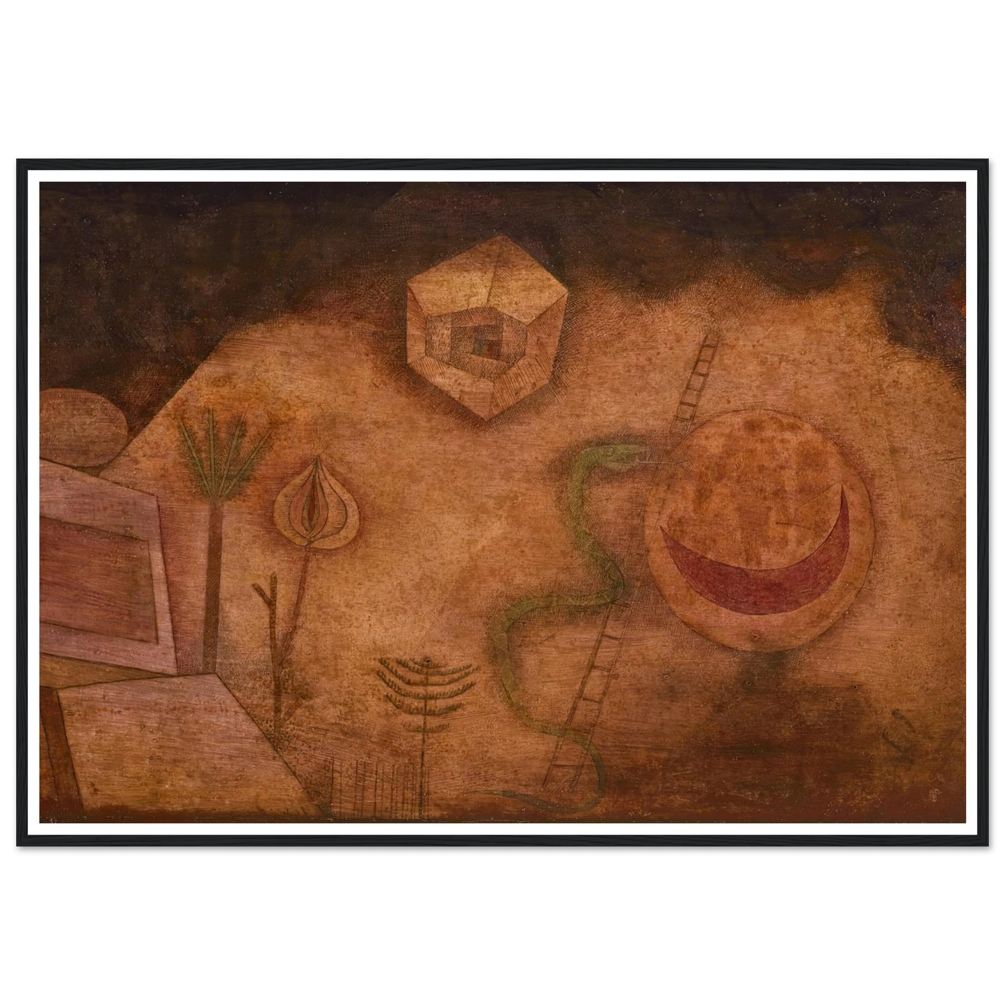 Die Schlange auf der Leiter (1929) Art Print | Paul Klee - Framed Poster - 30x40 cm / 12x16″ - Black frame