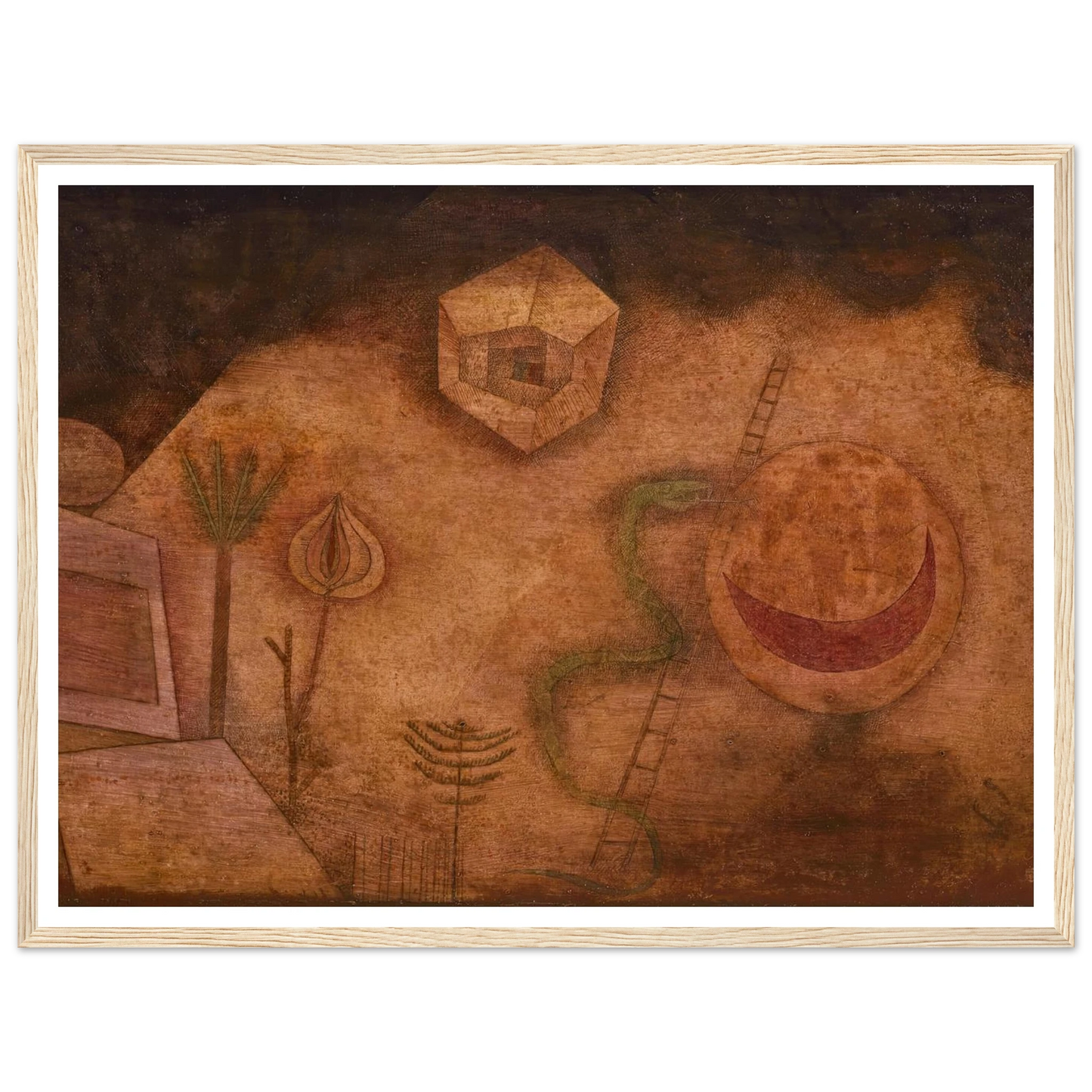 Die Schlange auf der Leiter (1929) Art Print | Paul Klee - Framed Poster - 30x40 cm / 12x16″ - Black frame