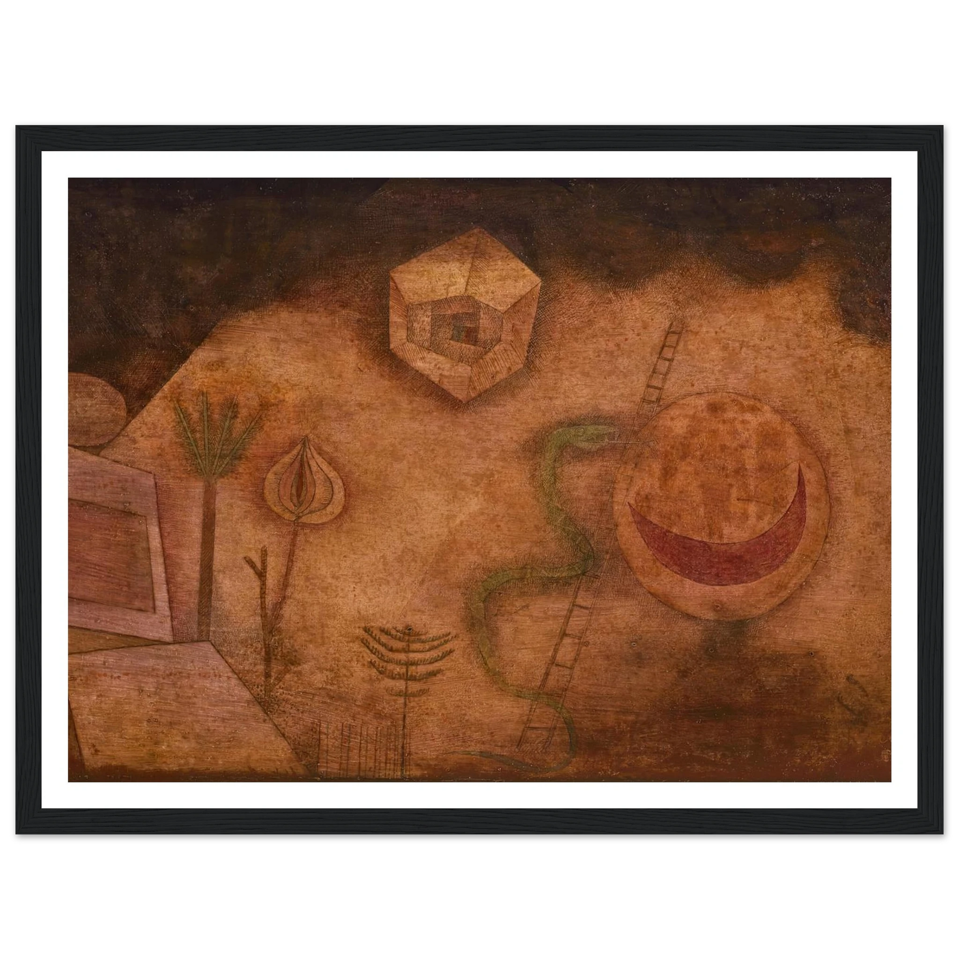 Die Schlange auf der Leiter (1929) Art Print | Paul Klee - Framed Poster - 30x40 cm / 12x16″ - Black frame