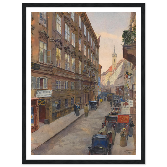 Die Singerstrasse (1900) Art Print | Carl Moll - Framed Poster - 30x40 cm / 12x16″ - Black frame