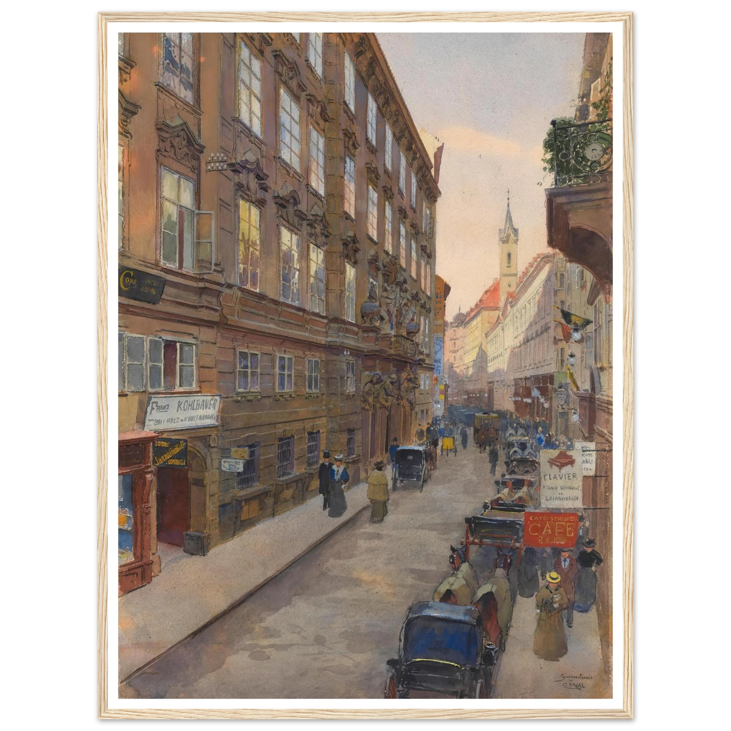 Die Singerstrasse (1900) Art Print | Carl Moll - Framed Poster - 30x40 cm / 12x16″ - Black frame