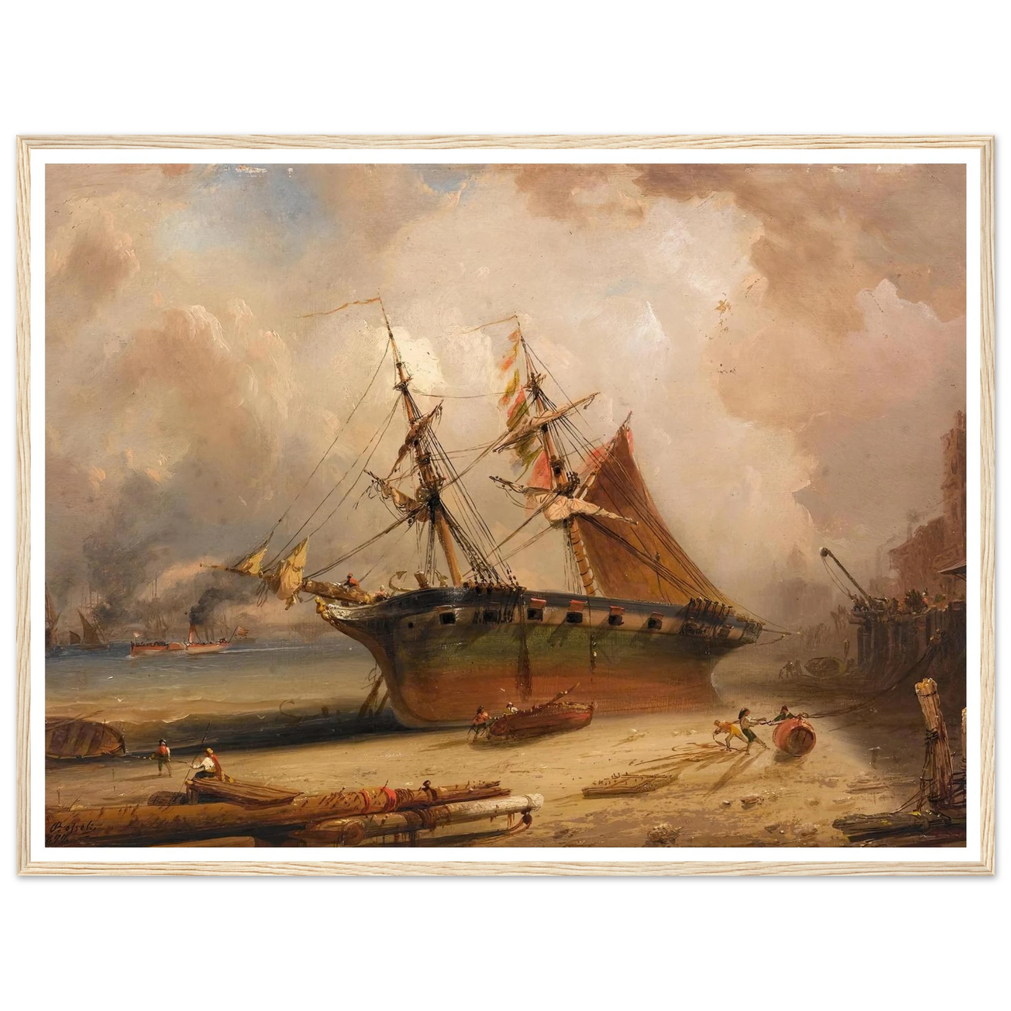 Die Themse (1877) Art Print | Carlo Bossoli - Framed Poster - 30x40 cm / 12x16″ - Black frame