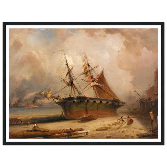 Die Themse (1877) Art Print | Carlo Bossoli - Framed Poster - 30x40 cm / 12x16″ - Black frame