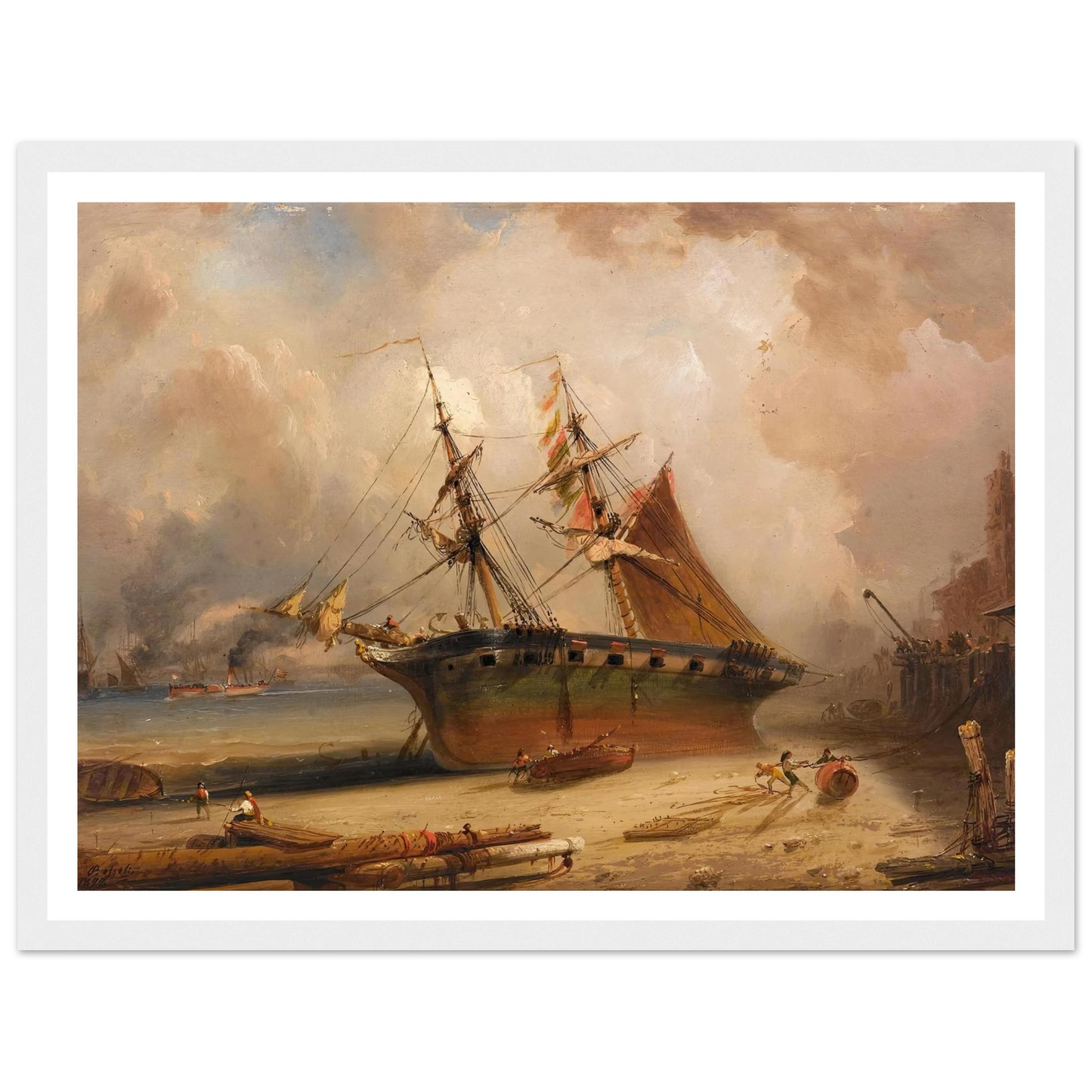 Die Themse (1877) Art Print | Carlo Bossoli - Framed Poster - 30x40 cm / 12x16″ - Black frame