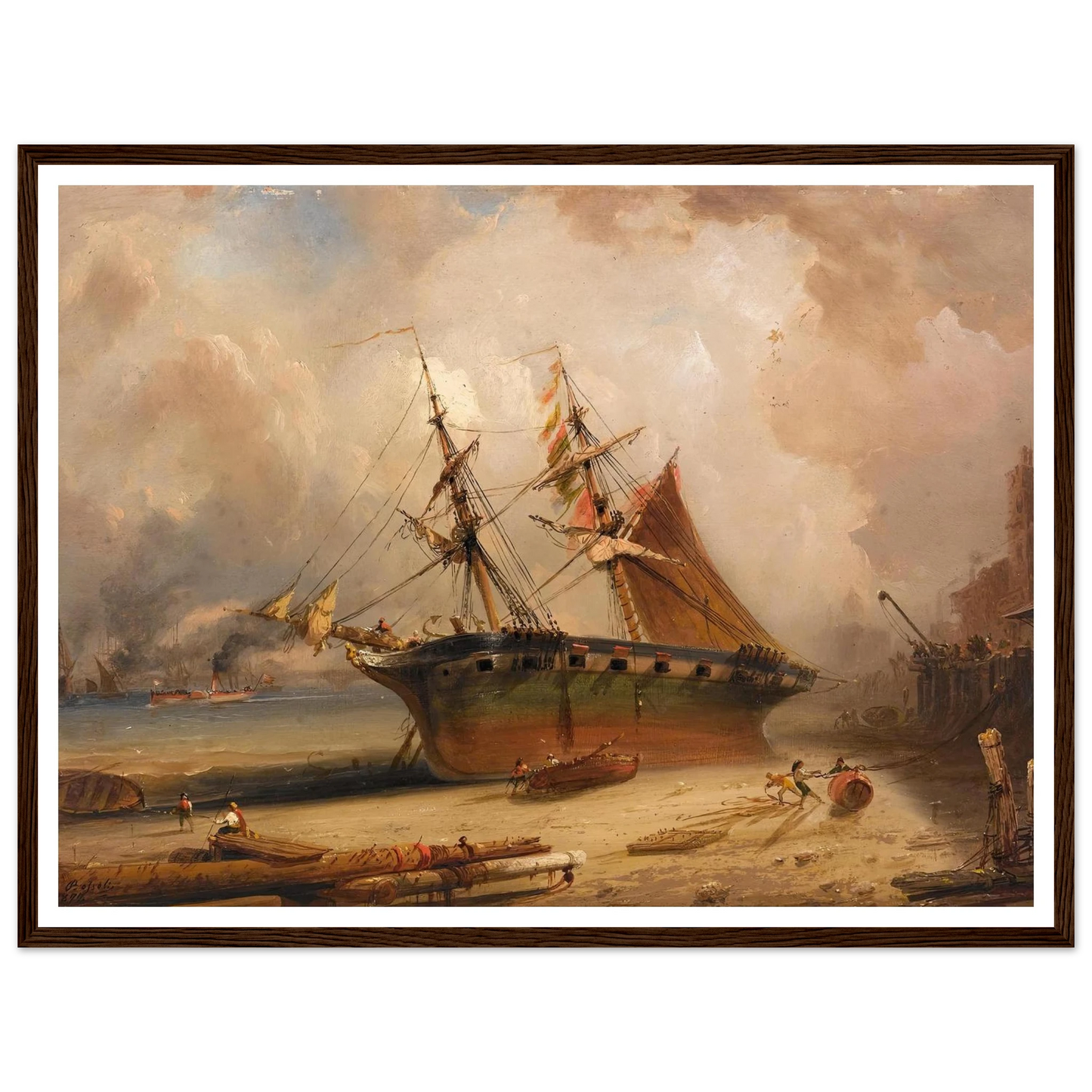 Die Themse (1877) Art Print | Carlo Bossoli - Framed Poster - 30x40 cm / 12x16″ - Black frame