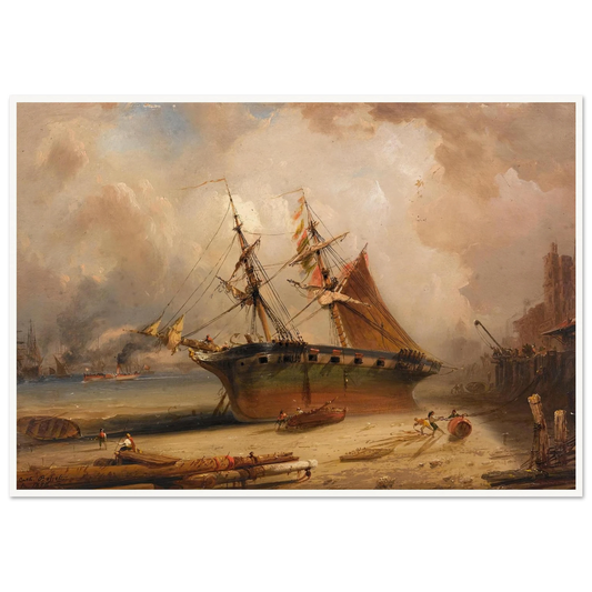 Die Themse (1877) Art Print | Carlo Bossoli - Framed Poster - 30x40 cm / 12x16″ - Black frame