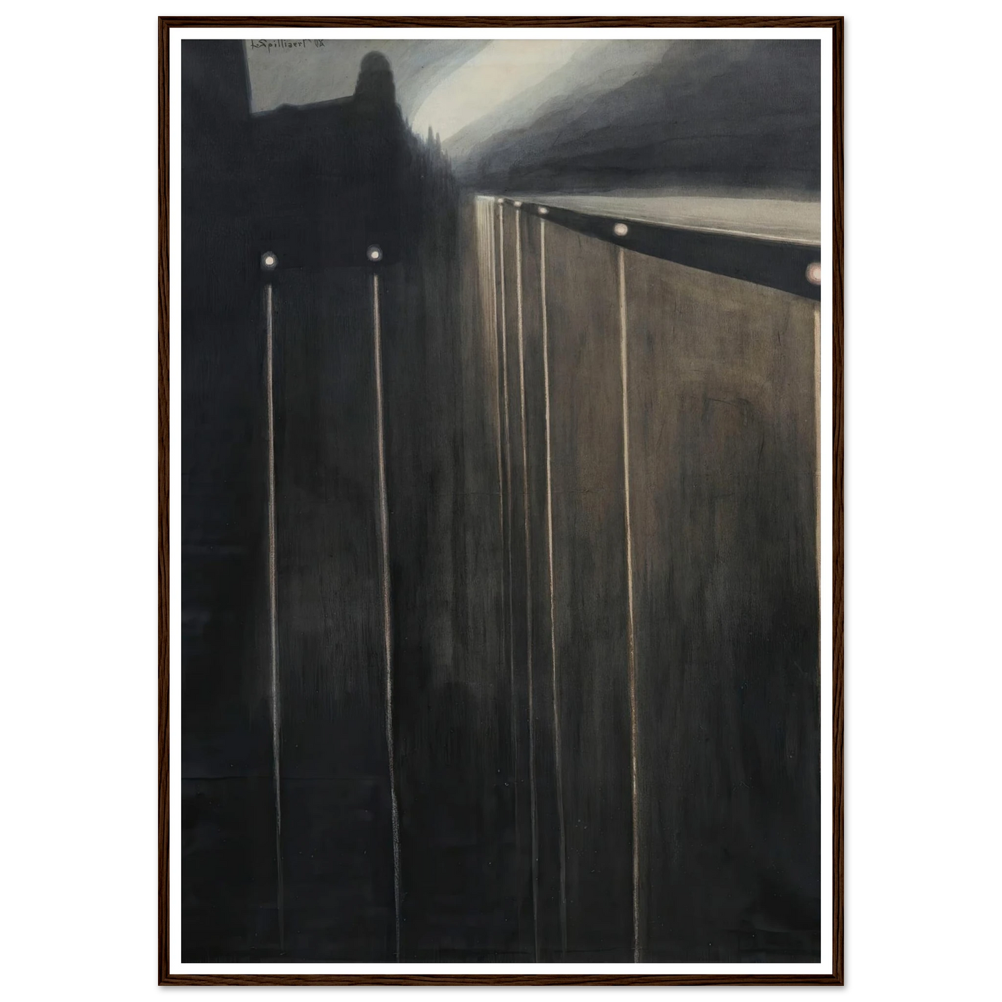 Digue D’ostende Aux Réverbères (1908) Art Print | Leon Spilliaert - Framed Poster - 30x40 cm / 12x16″ - Black frame