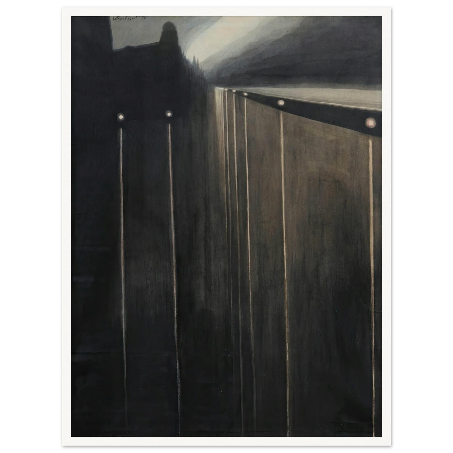 Digue D’ostende Aux Réverbères (1908) Art Print | Leon Spilliaert - Framed Poster - 30x40 cm / 12x16″ - Black frame