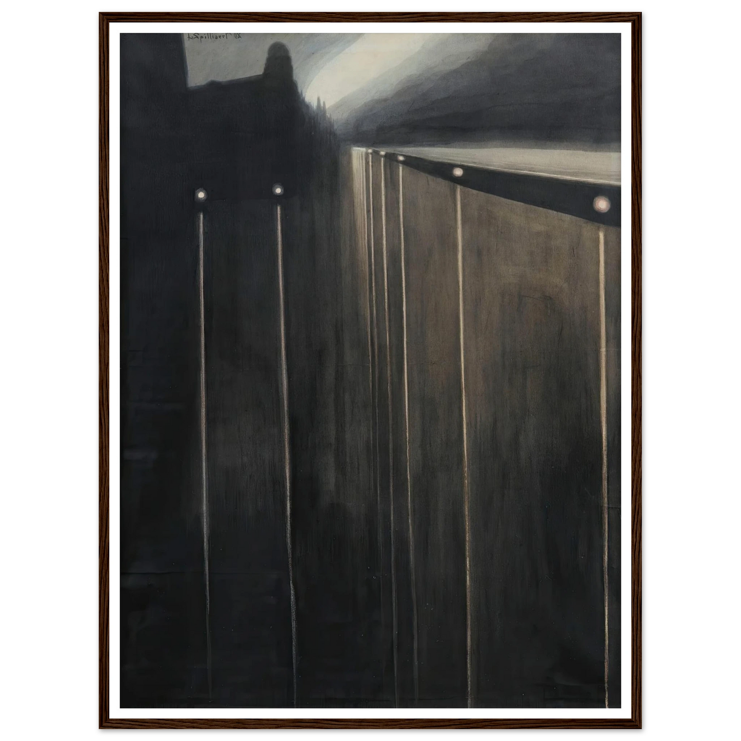 Digue D’ostende Aux Réverbères (1908) Art Print | Leon Spilliaert - Framed Poster - 30x40 cm / 12x16″ - Black frame