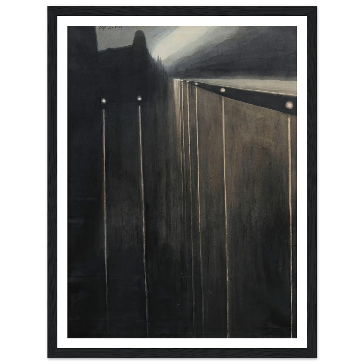 Digue D’ostende Aux Réverbères (1908) Art Print | Leon Spilliaert - Framed Poster - 30x40 cm / 12x16″ - Black frame