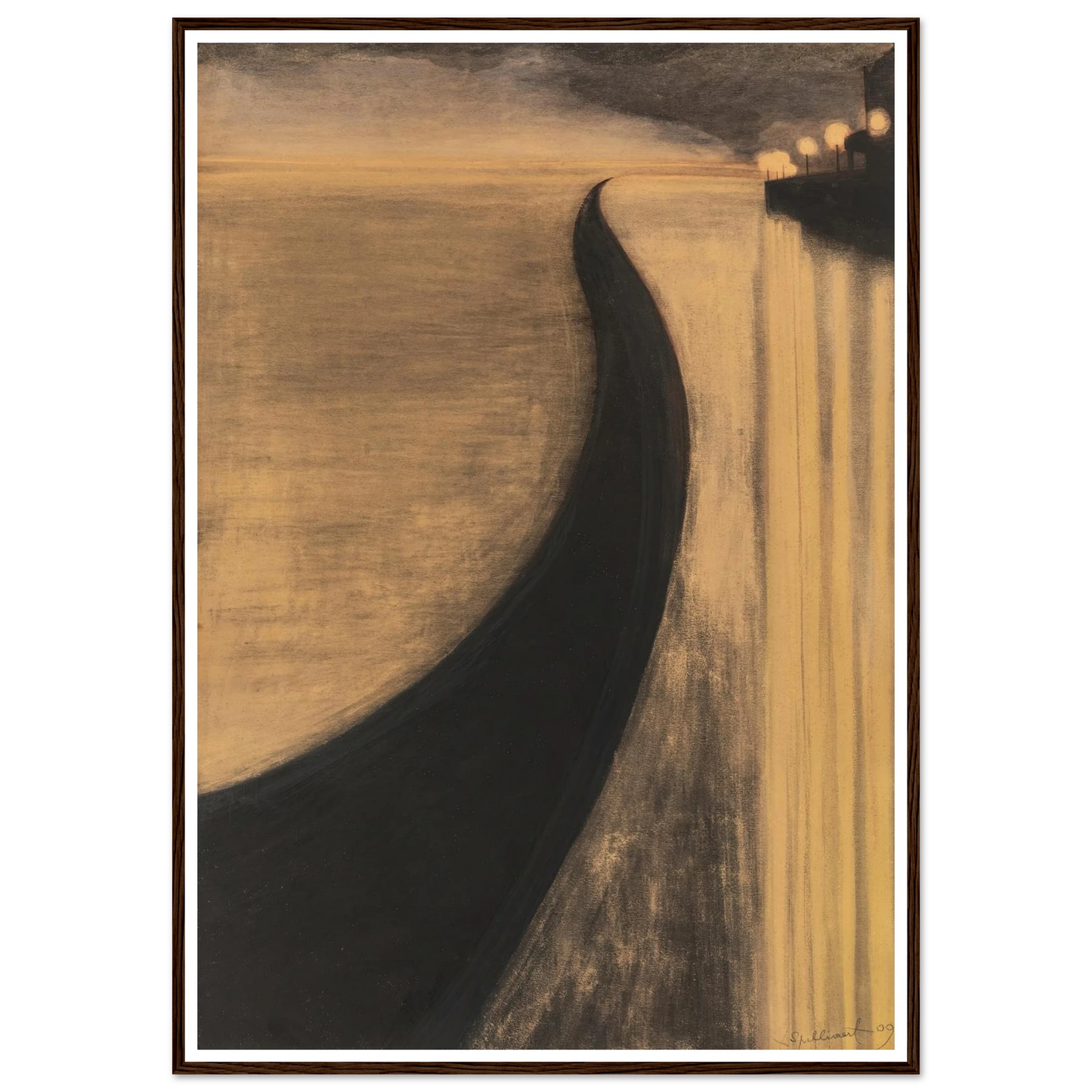 Digue et lumières d’Ostende (1909) Art Print | Leon Spilliaert - Framed Poster - 30x40 cm / 12x16″ - Black frame