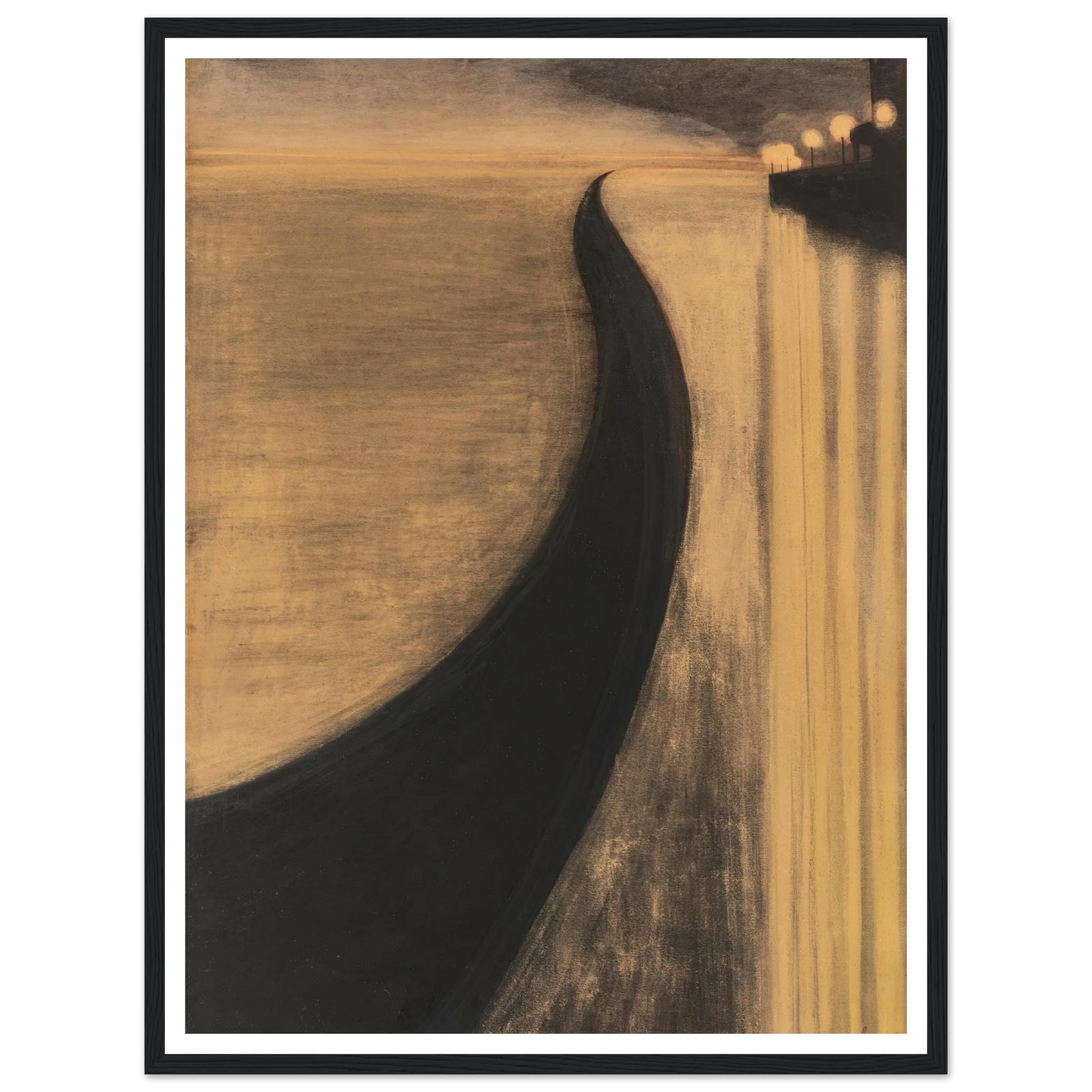 Digue et lumières d’Ostende (1909) Art Print | Leon Spilliaert - Framed Poster - 30x40 cm / 12x16″ - Black frame