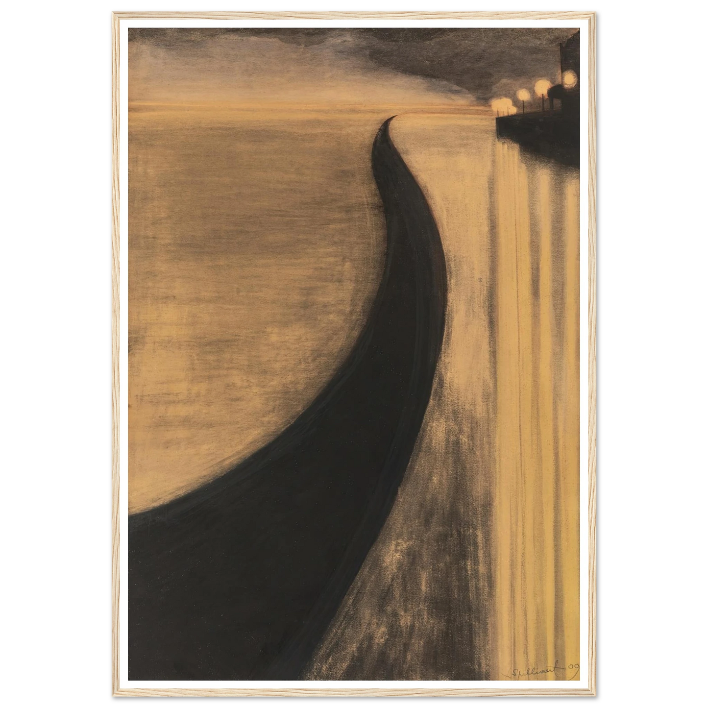 Digue et lumières d’Ostende (1909) Art Print | Leon Spilliaert - Framed Poster - 30x40 cm / 12x16″ - Black frame