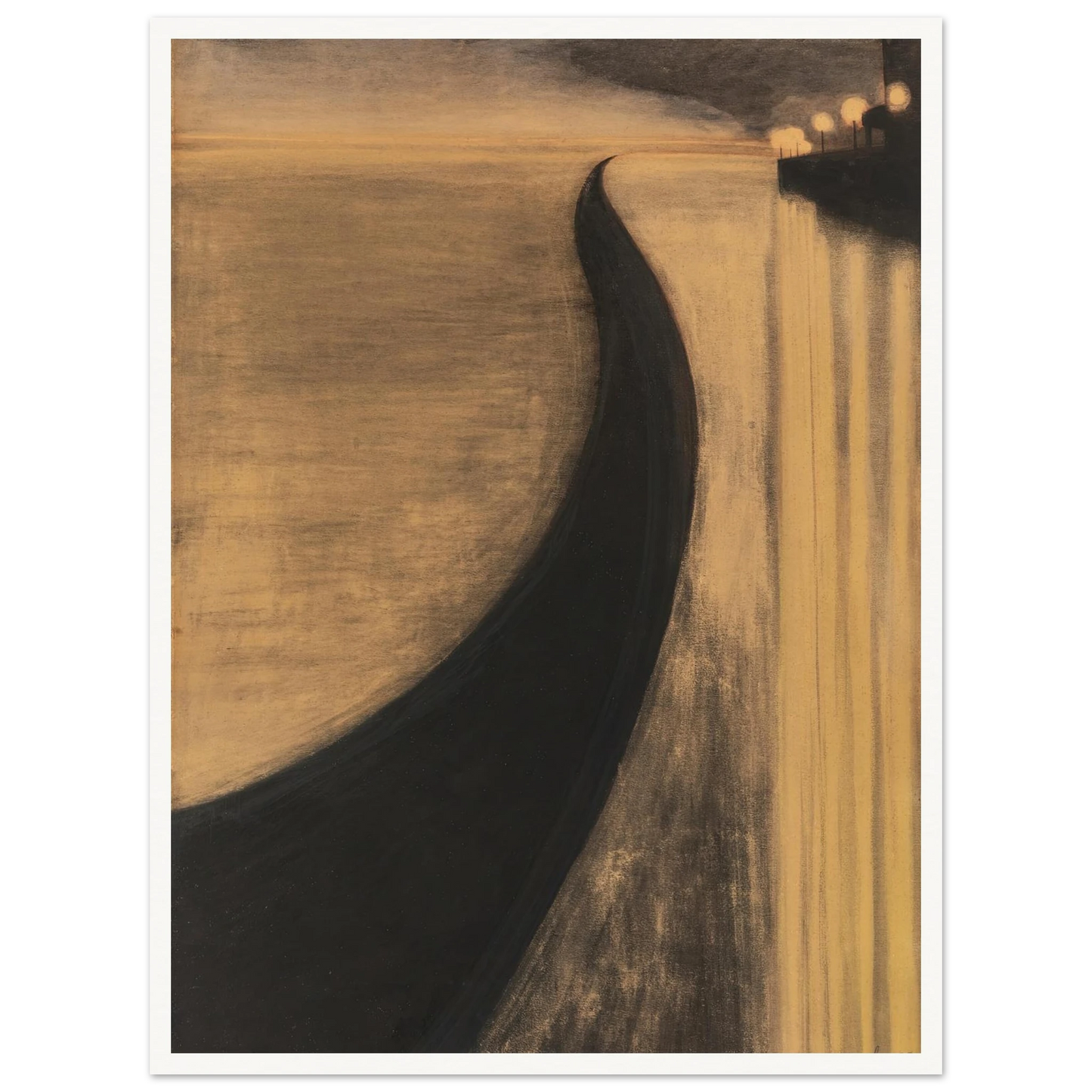 Digue et lumières d’Ostende (1909) Art Print | Leon Spilliaert - Framed Poster - 30x40 cm / 12x16″ - Black frame