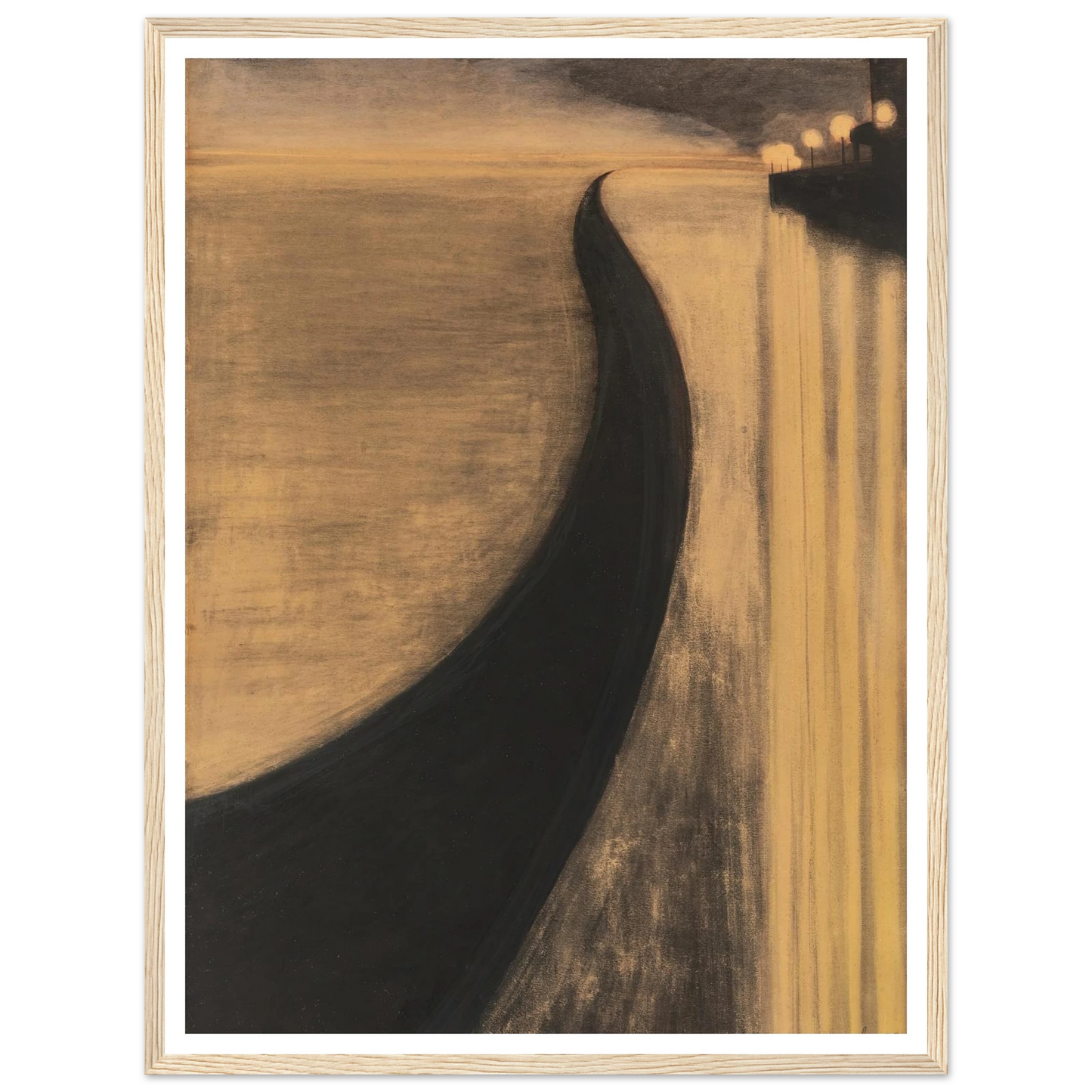 Digue et lumières d’Ostende (1909) Art Print | Leon Spilliaert - Framed Poster - 30x40 cm / 12x16″ - Black frame