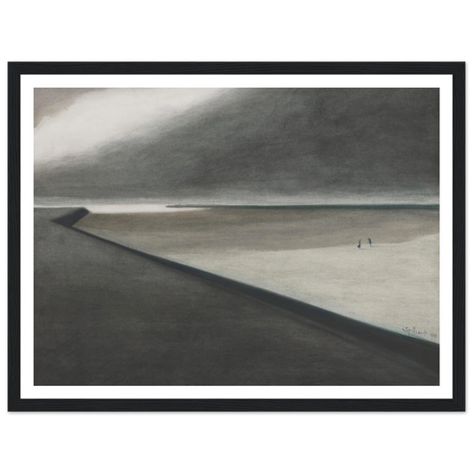Digue et plage (1907) Art Print | Leon Spilliaert - Framed Poster - 30x40 cm / 12x16″ - Black frame